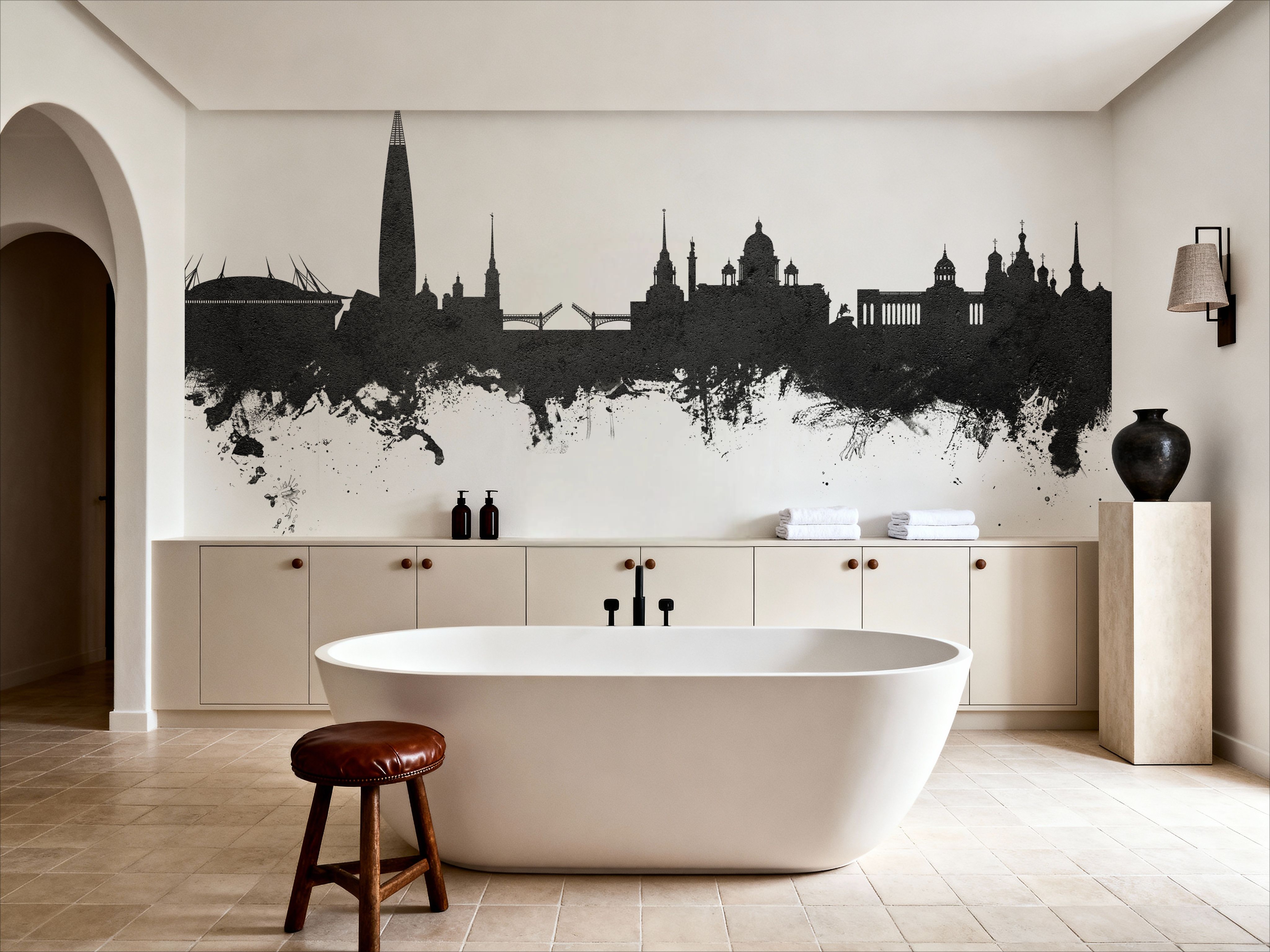 St Petersbug Russia Skyline Black & White