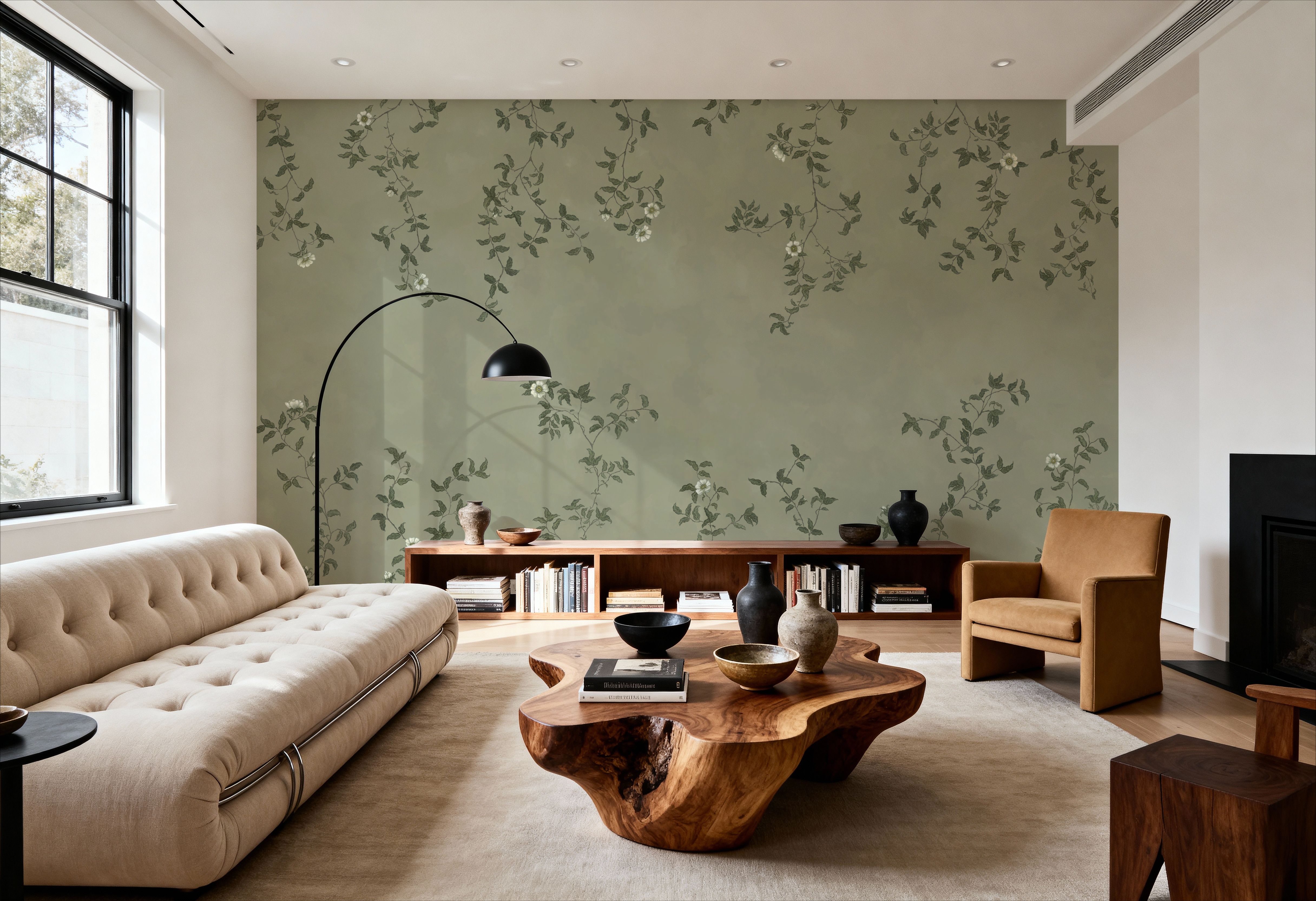 Rambling Rose, Ivory on Jade