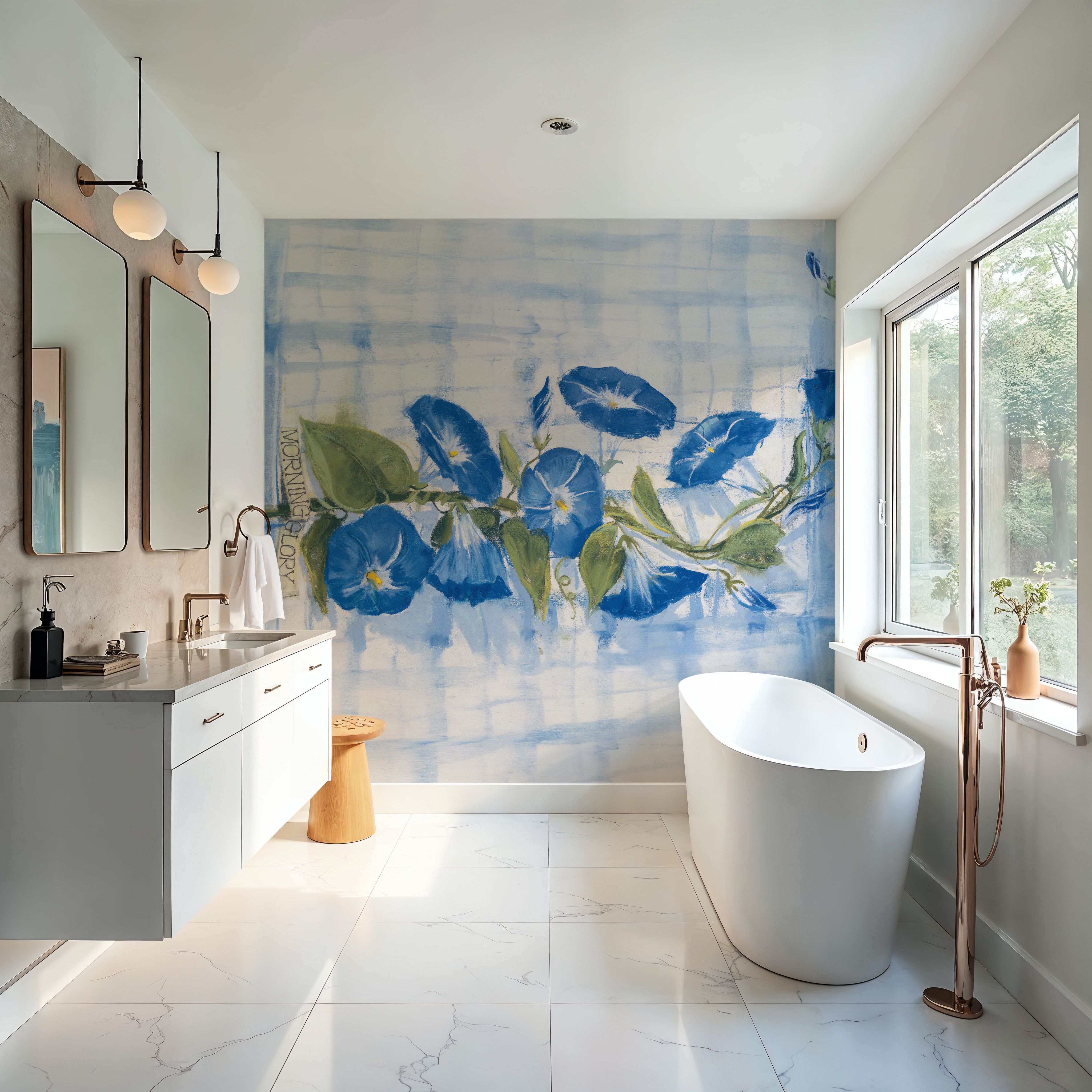 Morning Glory on linen