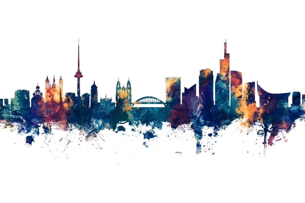 Vilnius Lithuania Skyline Blue & Bronze