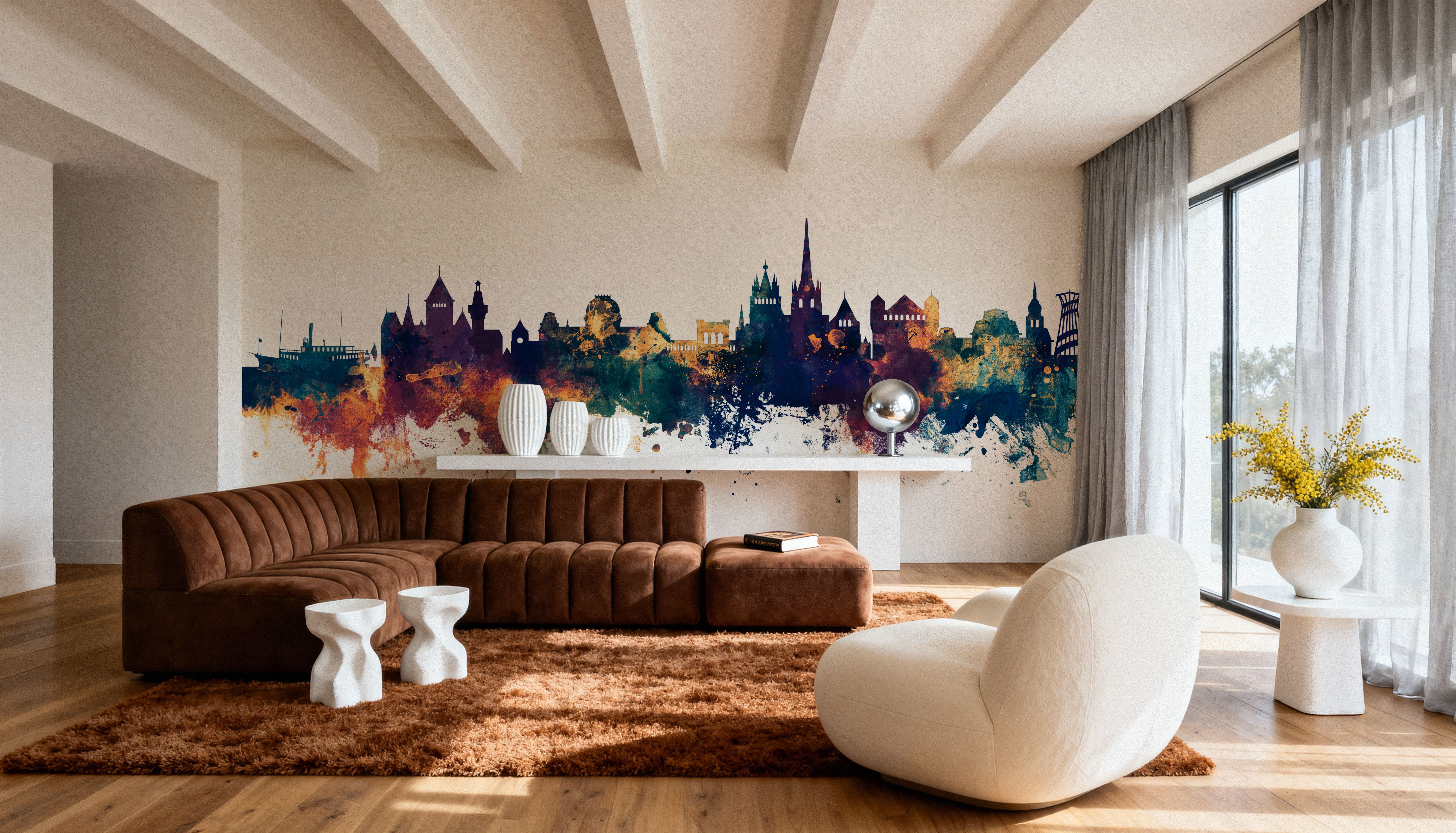 Lausanne Switzerland Skyline Blue & Bronze