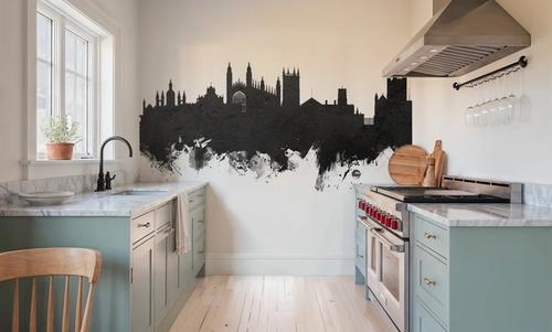 Cambridge England Skyline Black & White