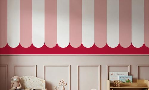 Scalloped Circus Stripes, Pink