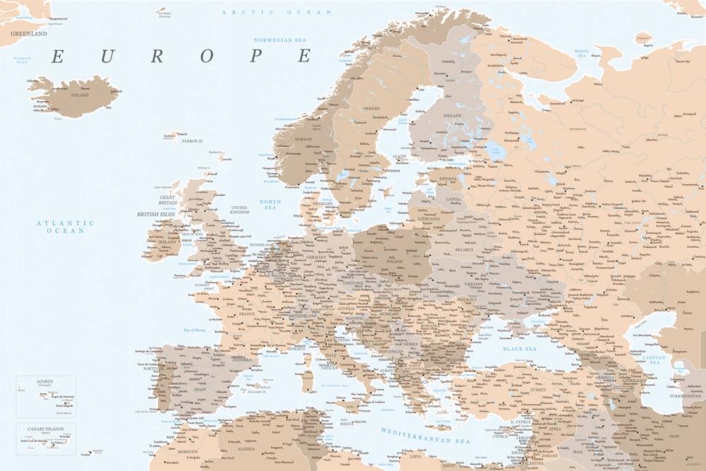Europe Map Detailed - Lincoln