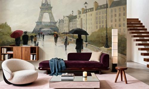 Eiffel in the Rain Marsala Umbrella