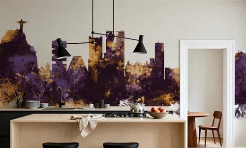 Rio de Janeiro Brazil Skyline Purple & Gold
