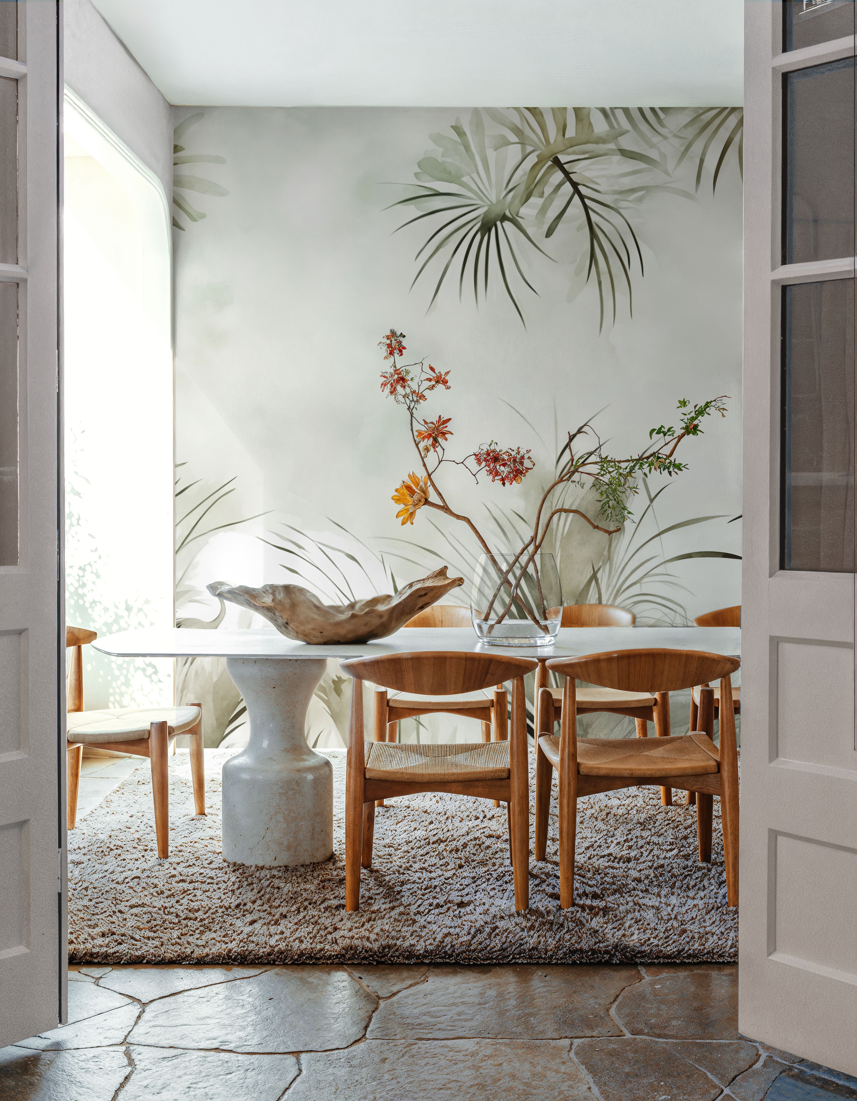 Cranes in a Field Green