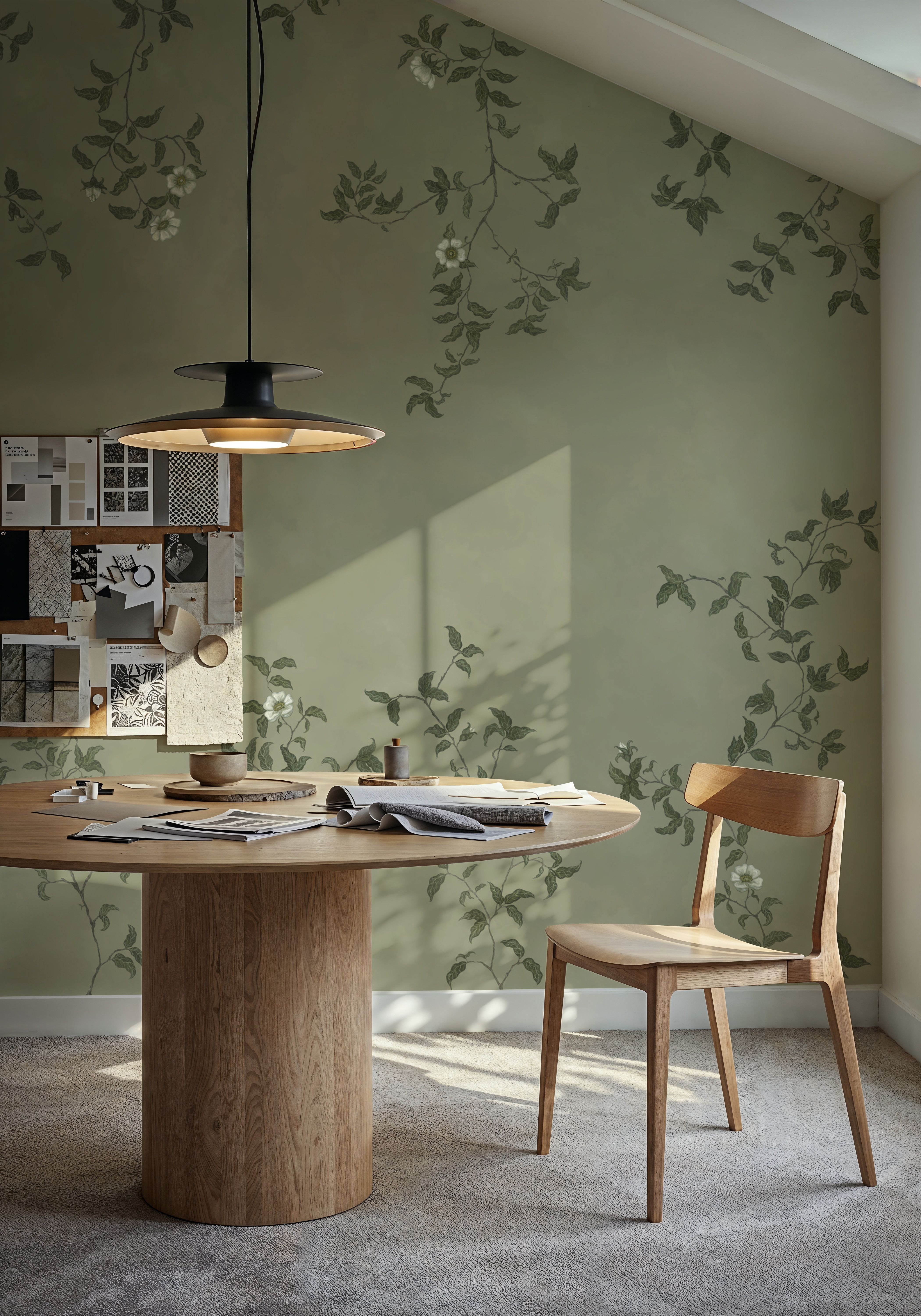 Rambling Rose, Ivory on Jade