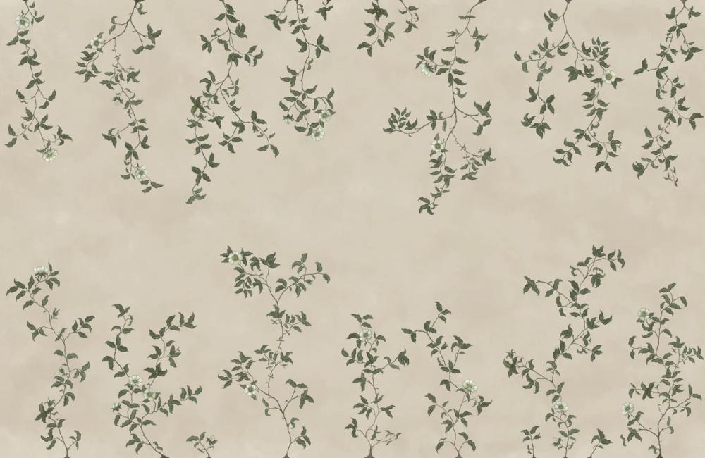 Rambling Rose, Ivory on Light Beige