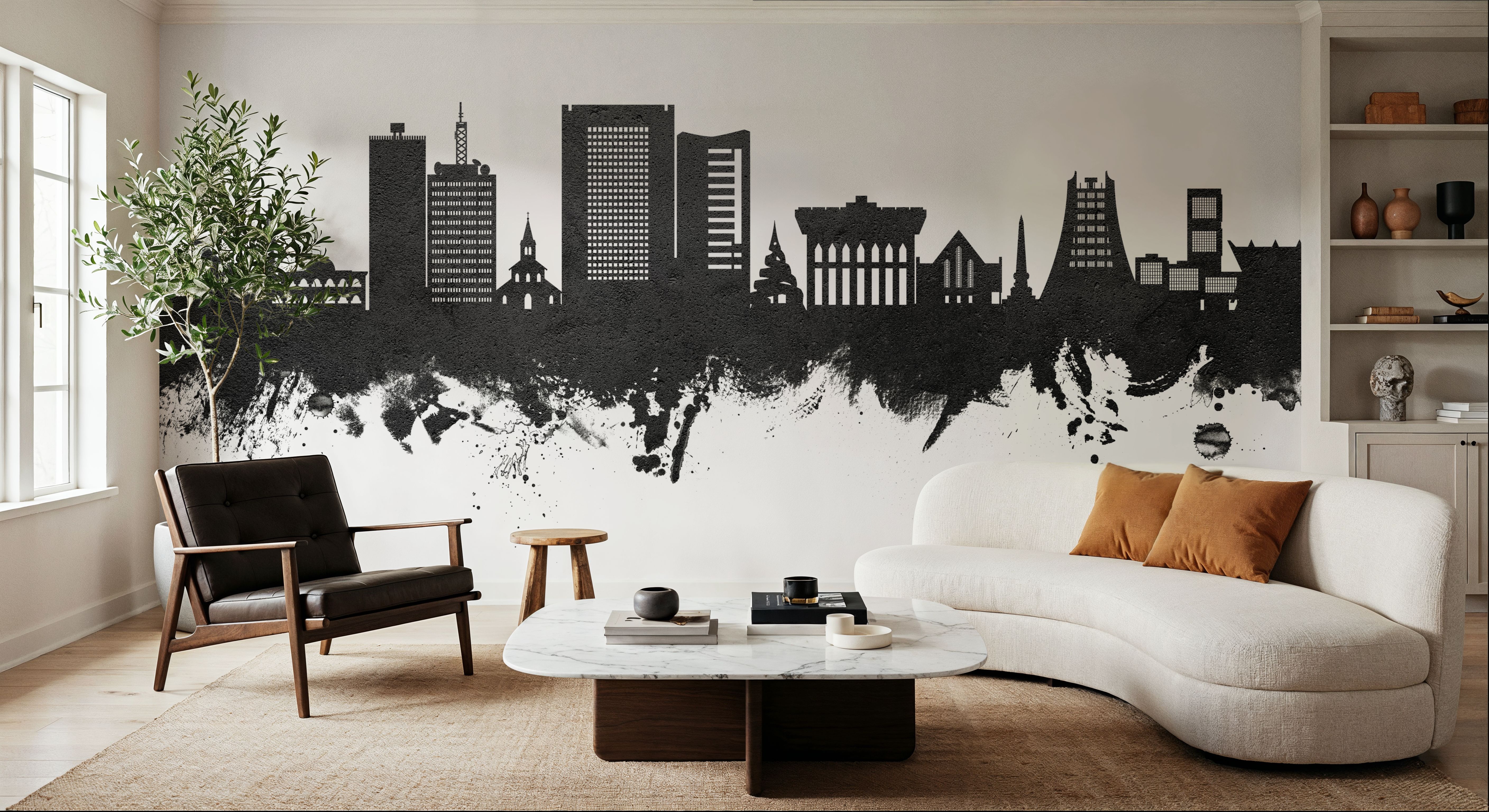 Yaoundé Cameroon Skyline Black & White