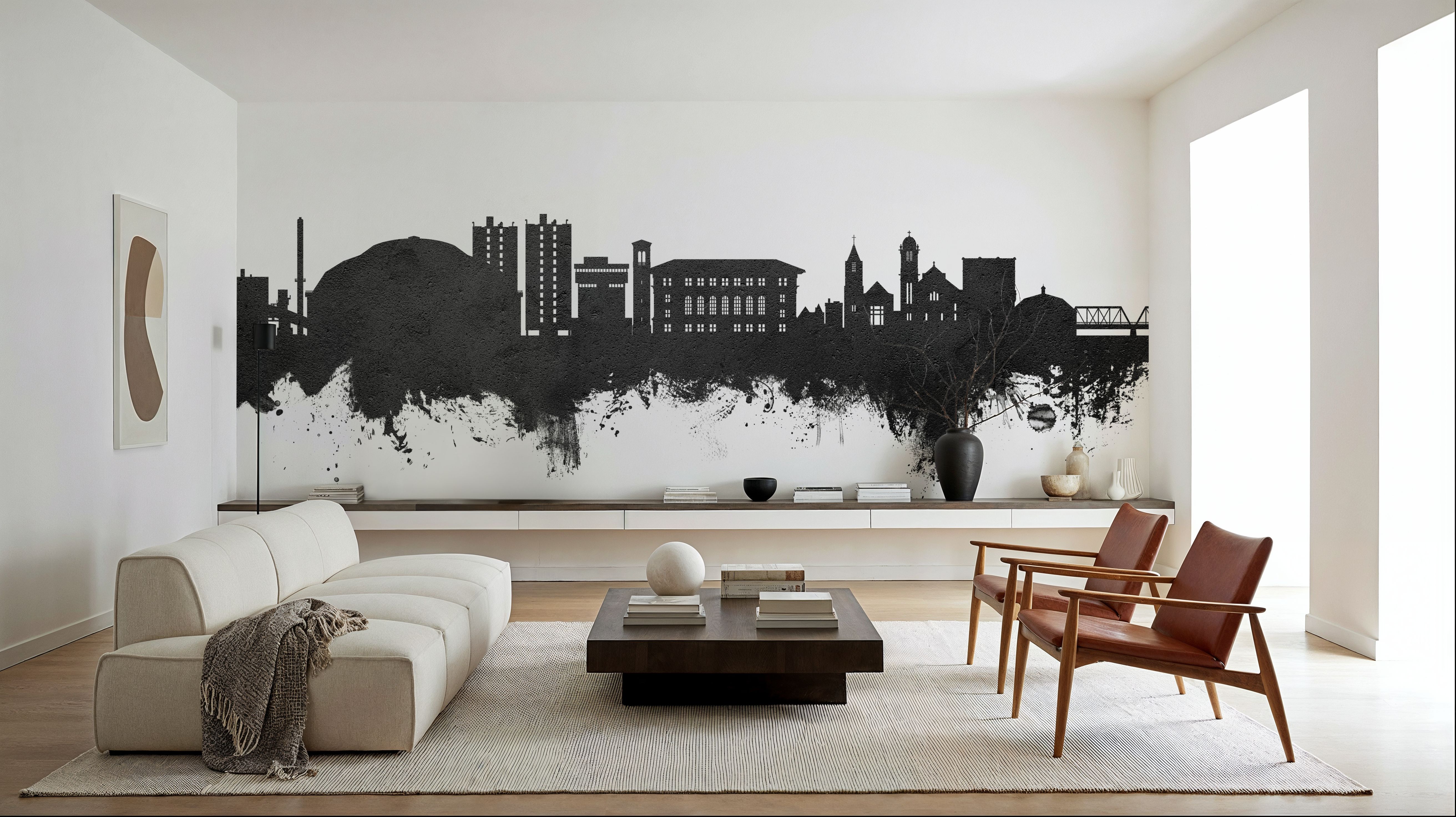 Cedar Falls Iowa Skyline Black & White