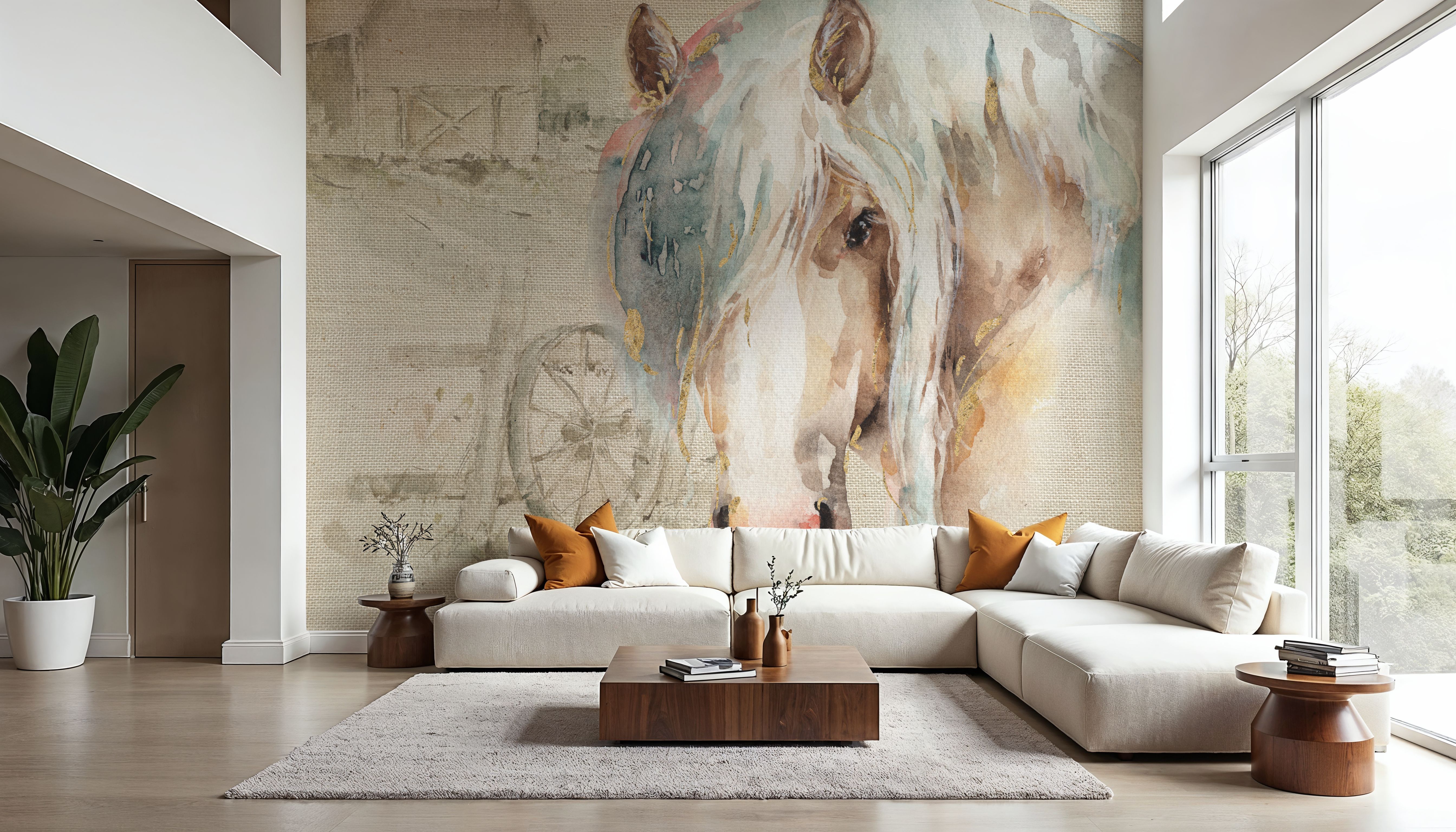 Farm Friends IV on Burlap, Wallpaper