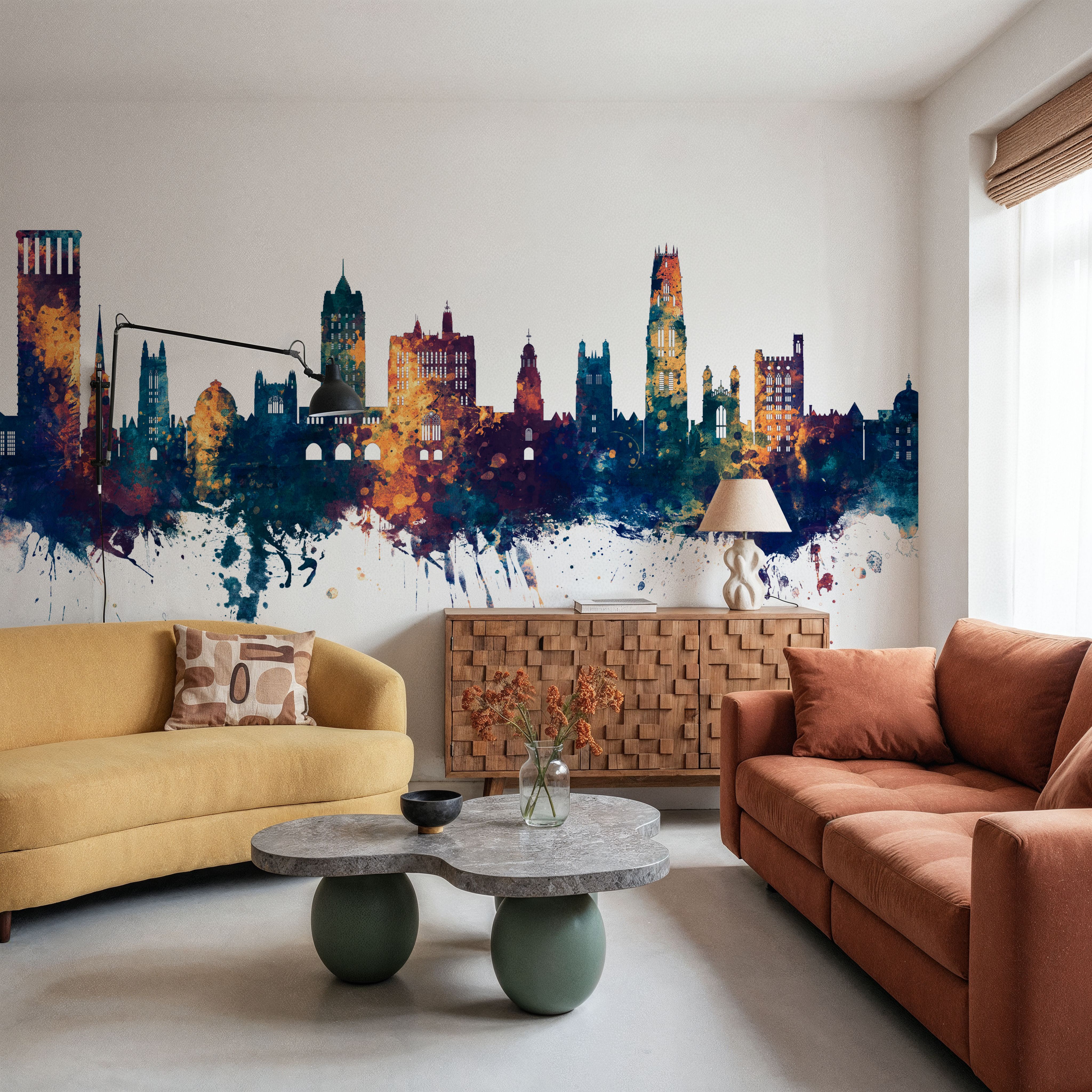 New Haven Connecticut Skyline Blue & Bronze