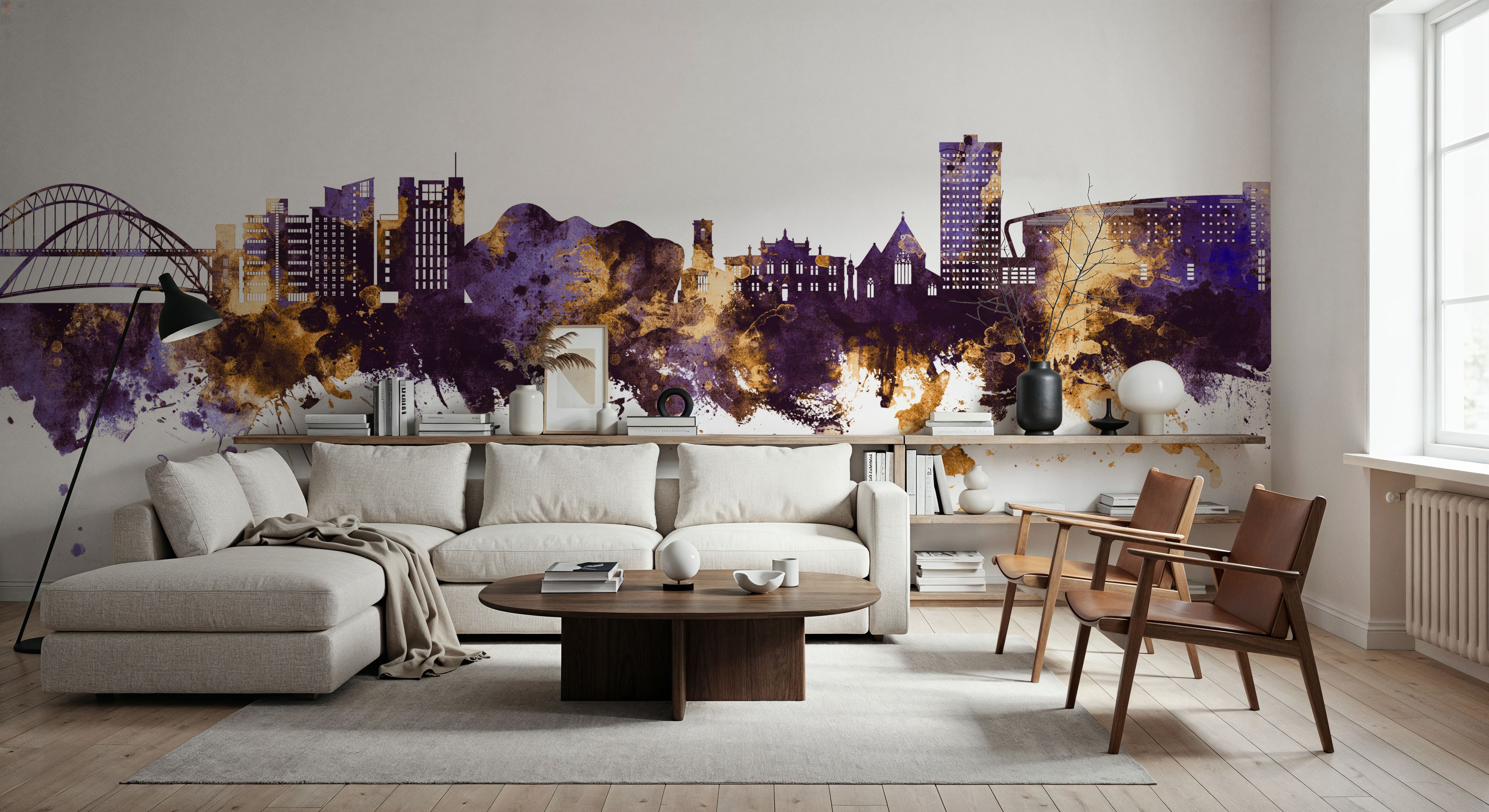 Gateshead England Skyline Purple & Gold