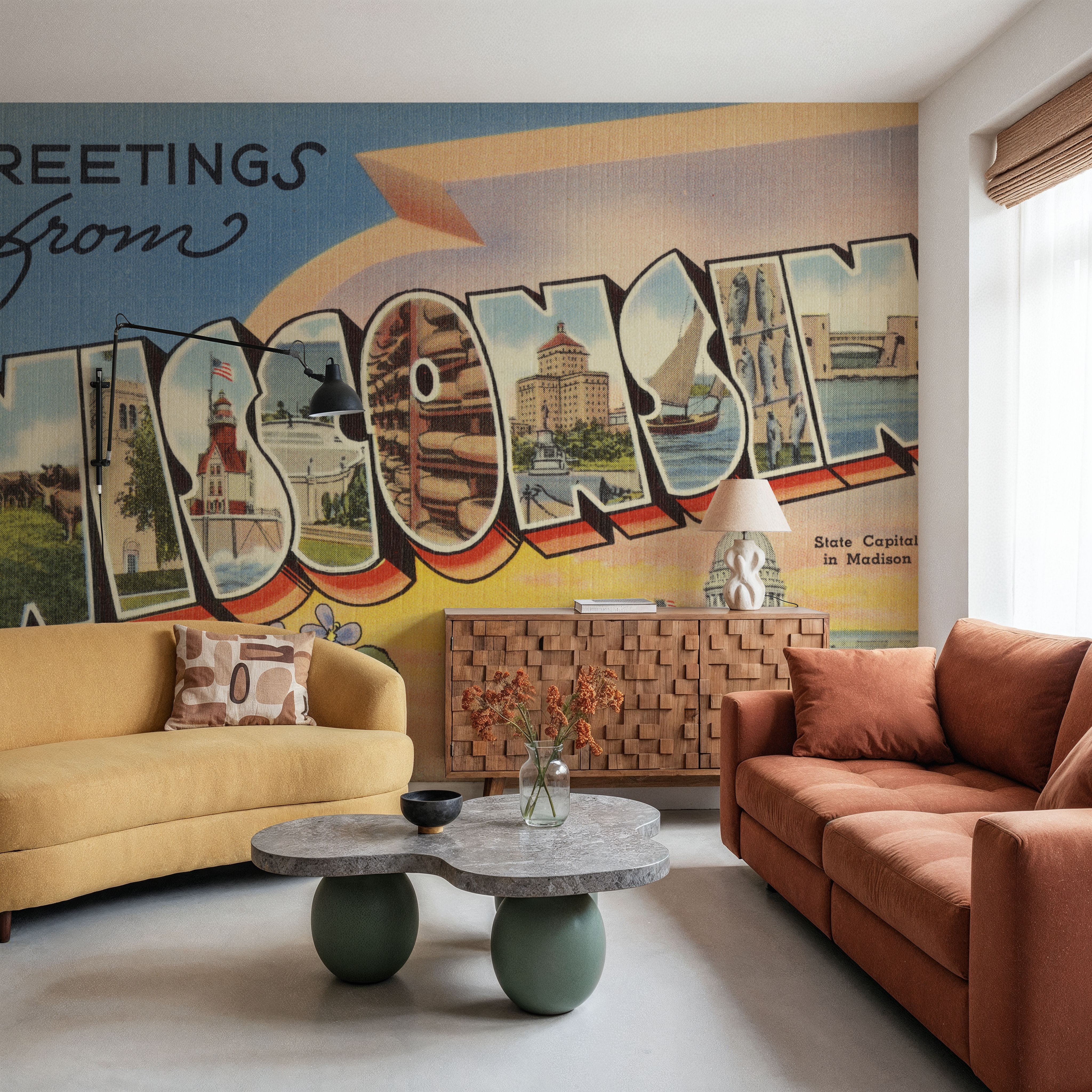 Greetings from Wisconsin - Screenprint Postcard