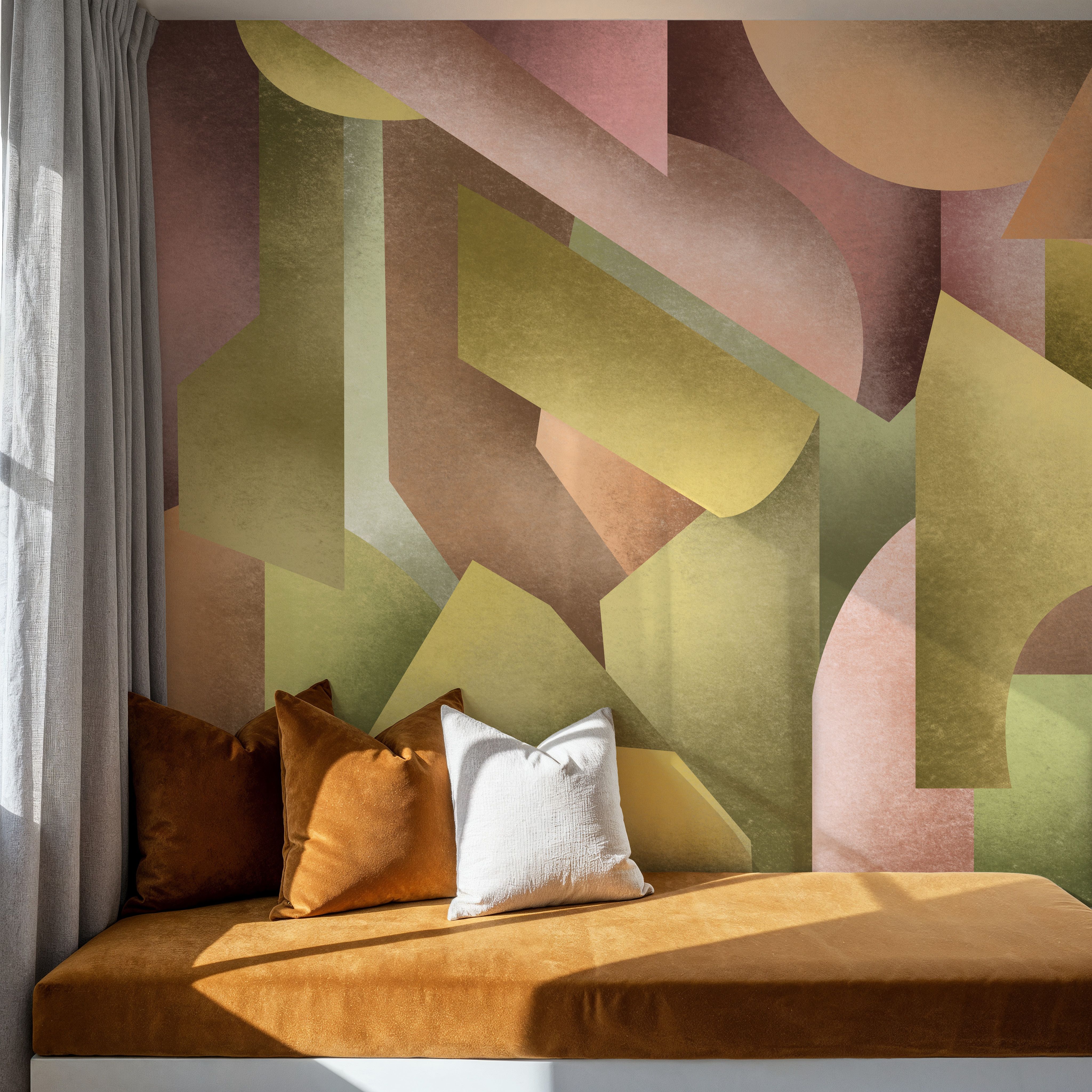 Chalky Geometrica, Spring Green & Rose