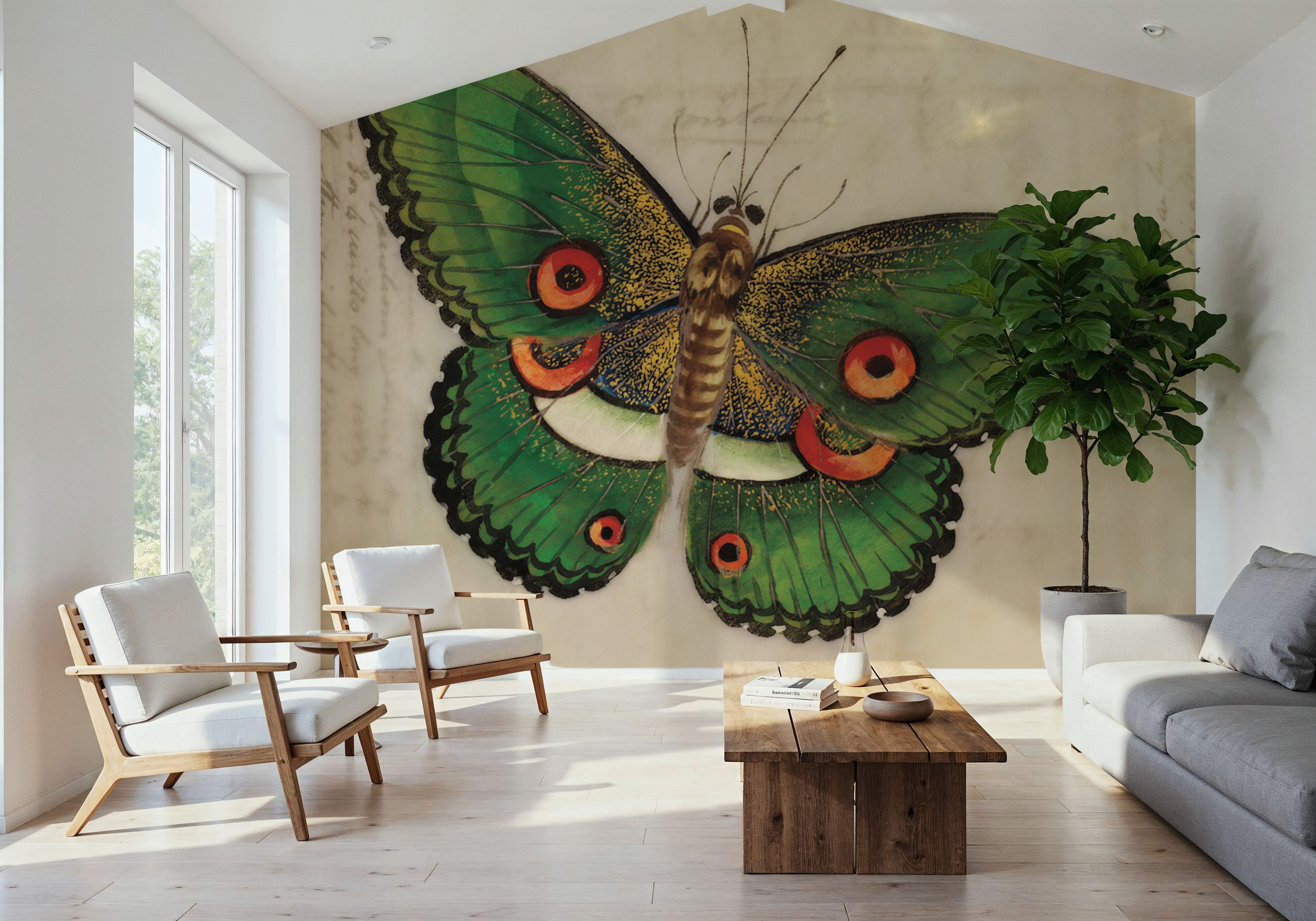 Vintage Green Butterfly, Carte da parati