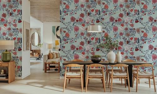 Miracle Blossoms and Birds, Red