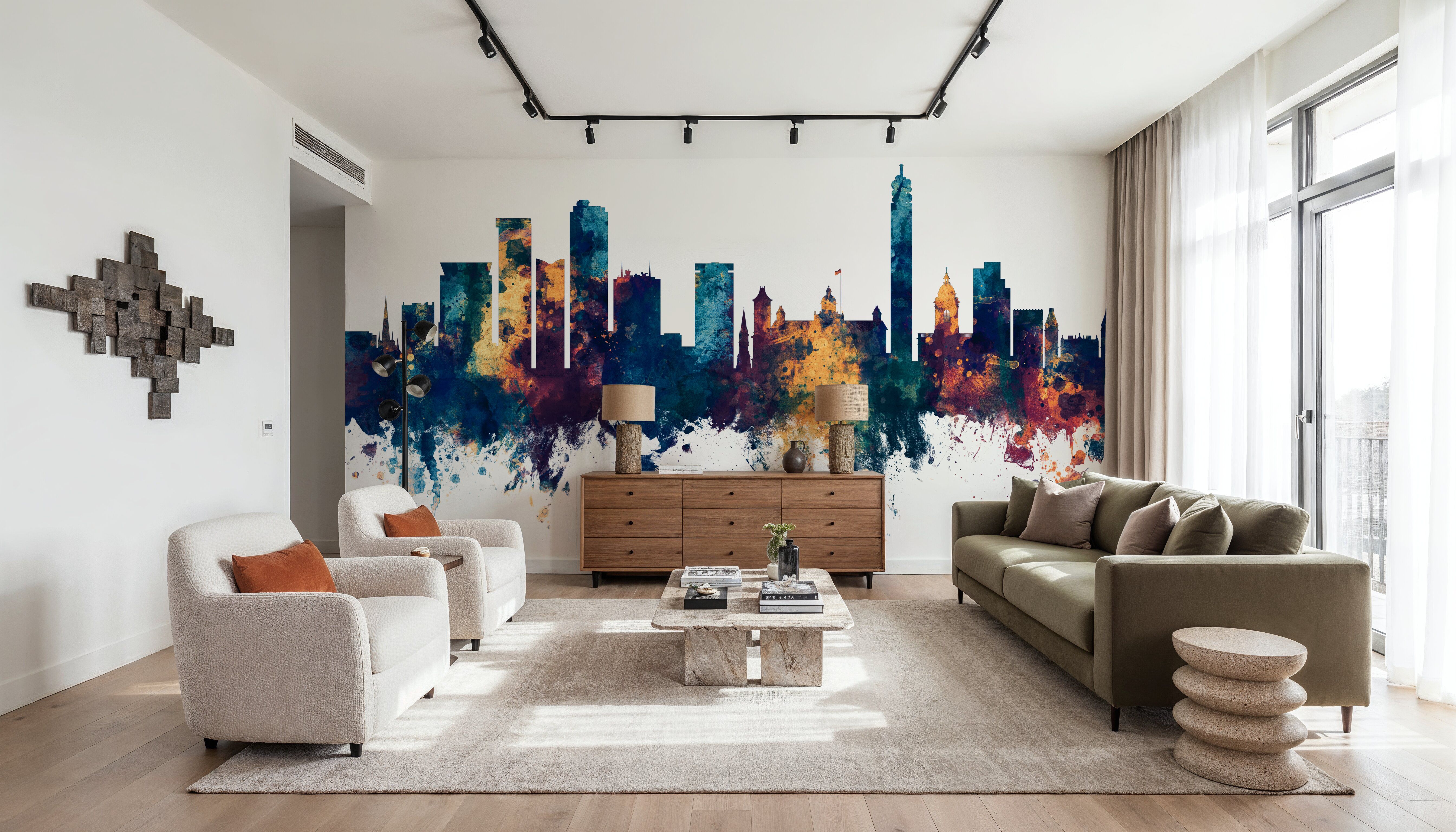 Birmingham England Skyline Blue & Bronze