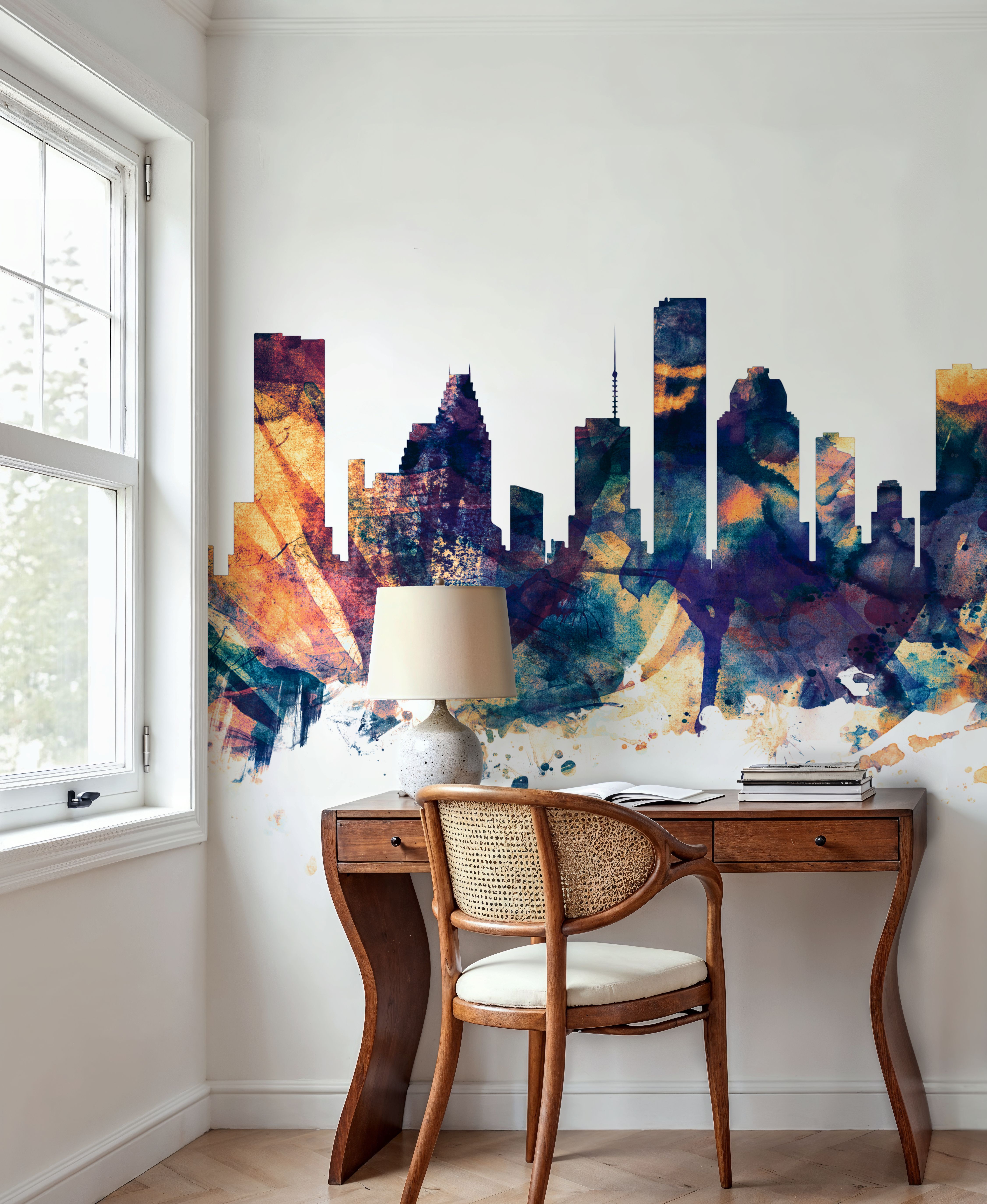 Houston Skyline Blue & Bronze