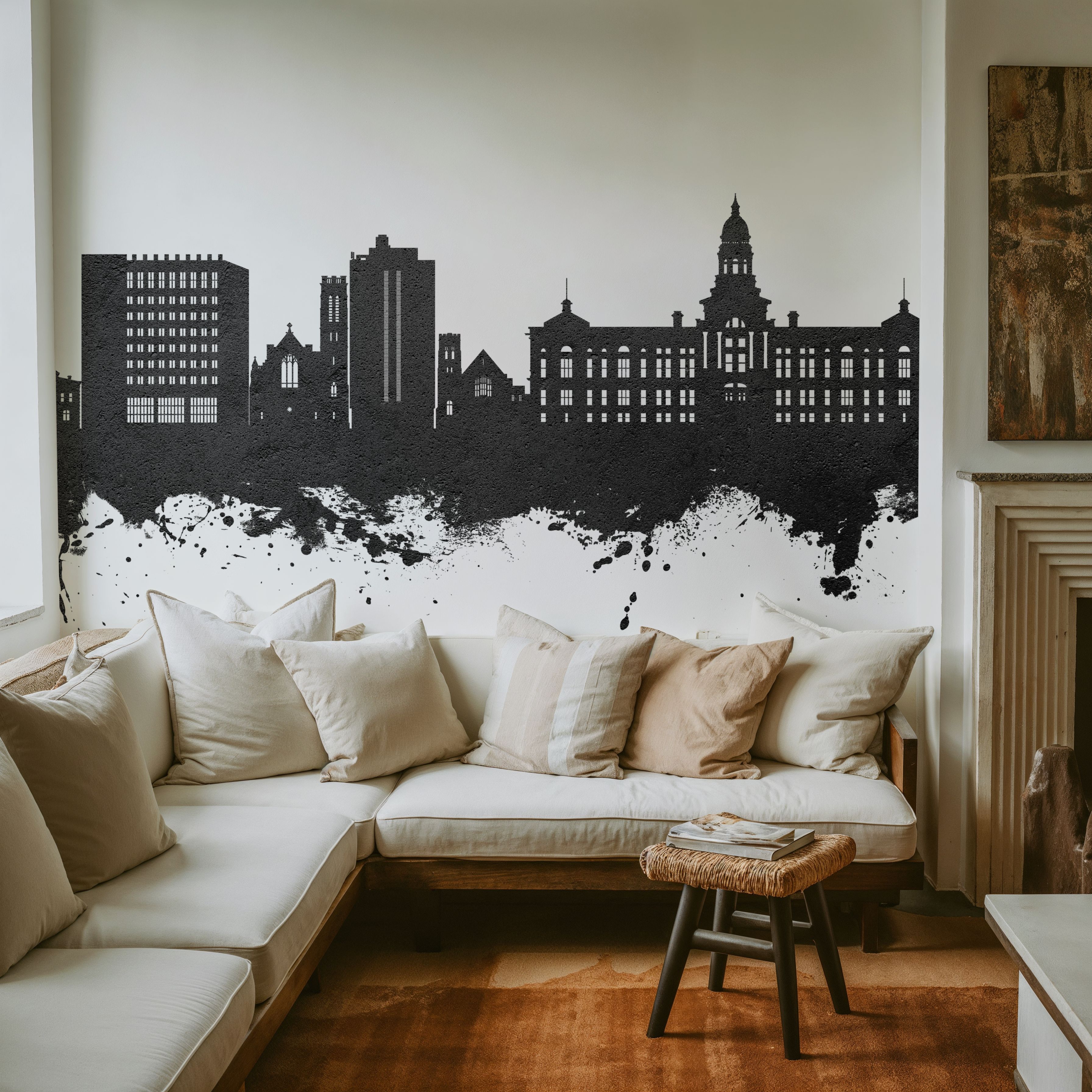 Cheyenne Wyoming Skyline Black & White