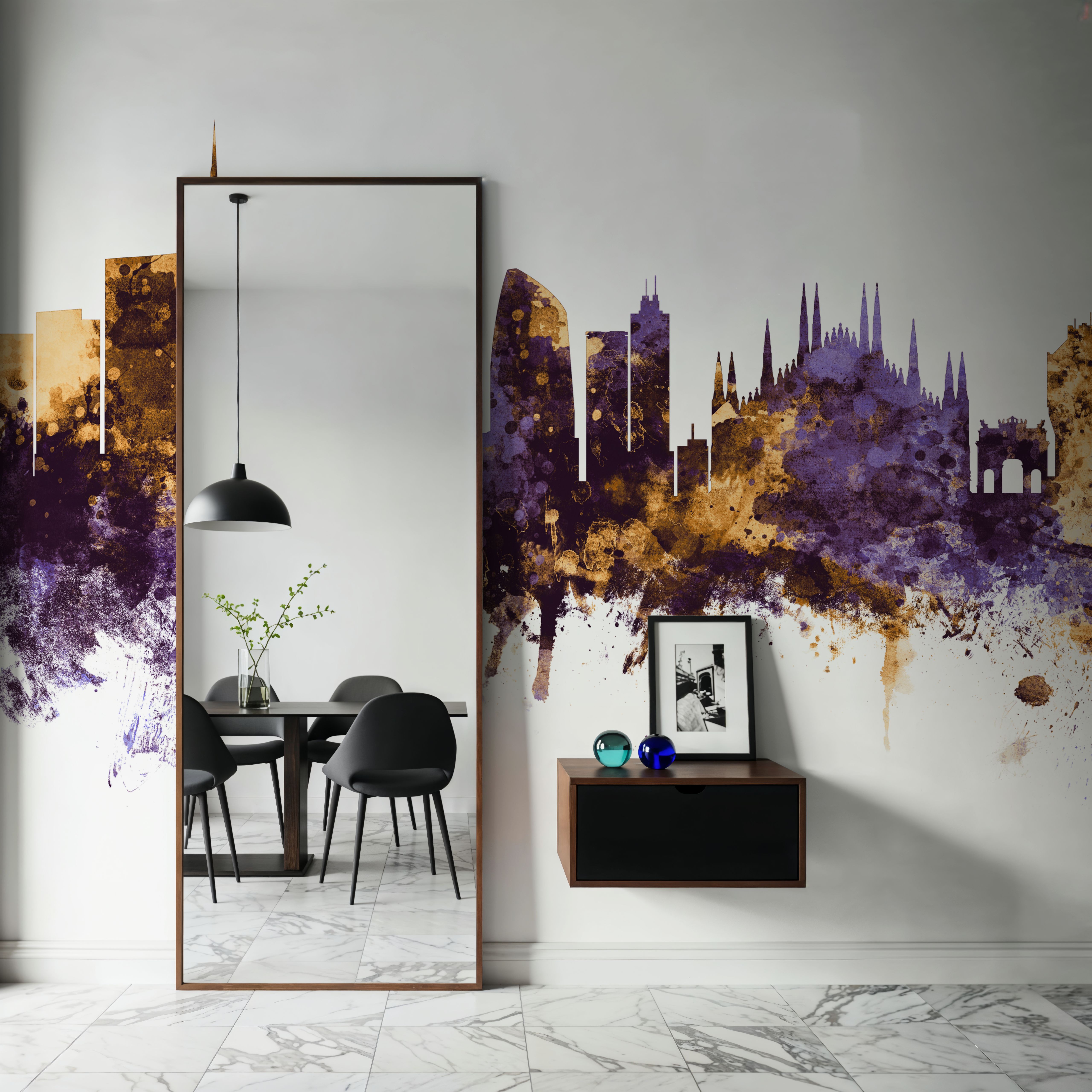 Milan Italy Skyline Purple & Gold