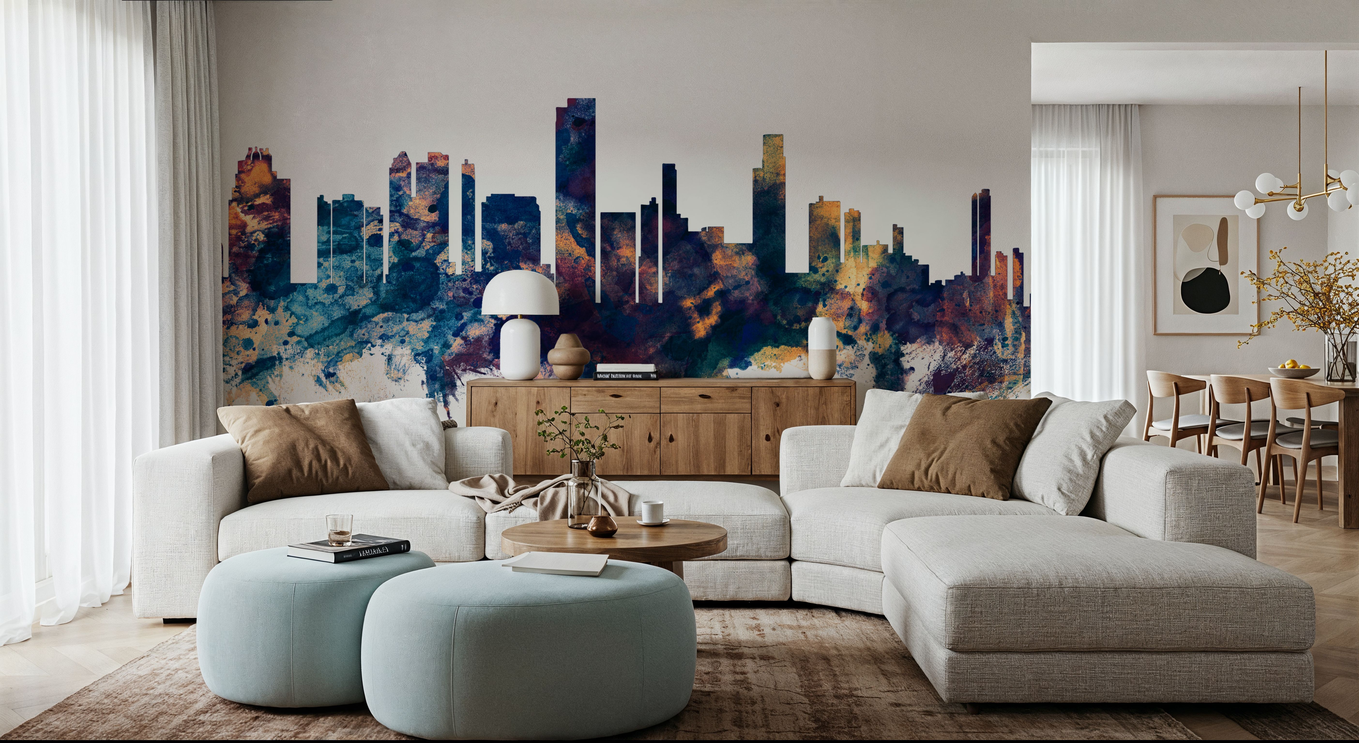 Honolulu Hawaii Skyline Blue & Bronze