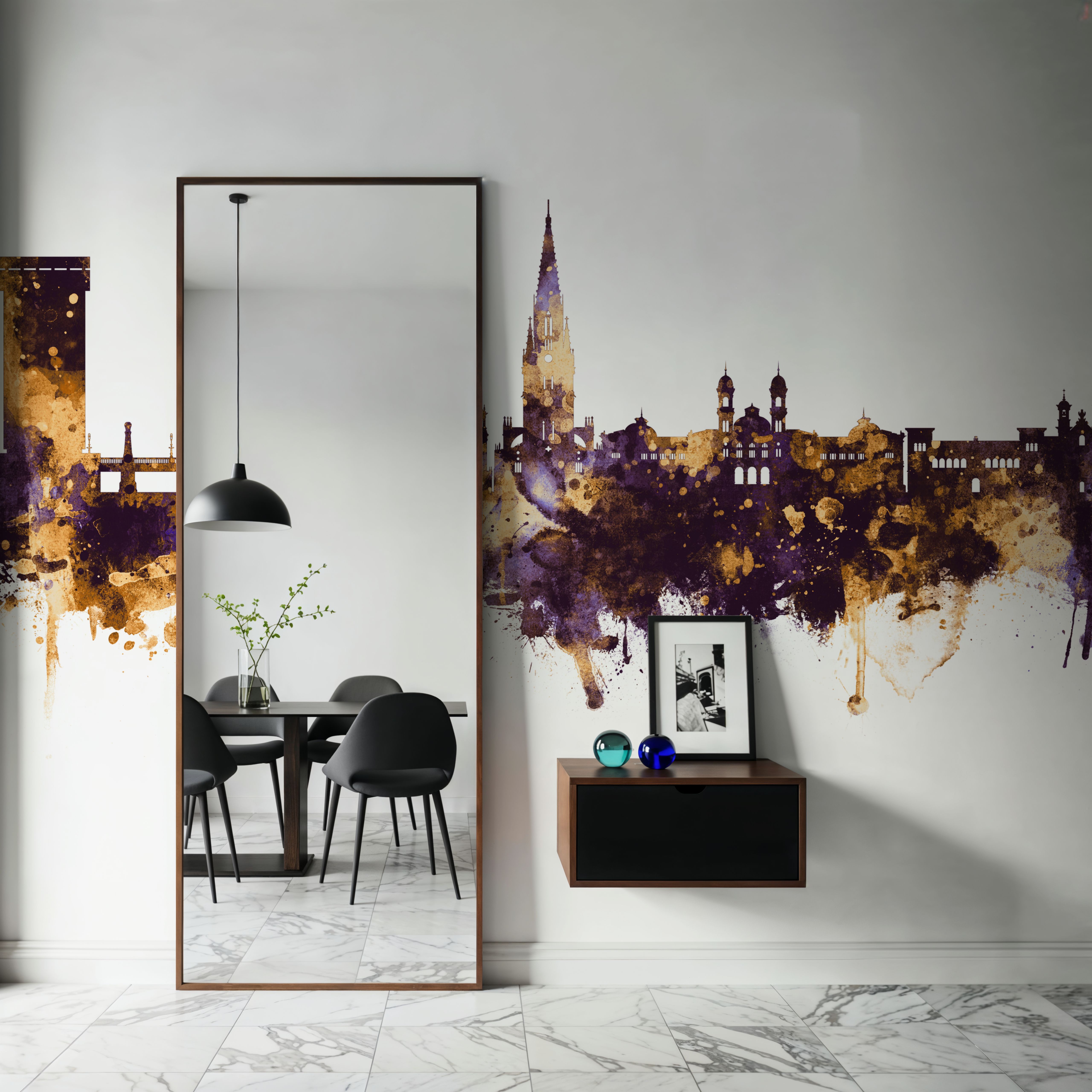 San Sebastian Spain Skyline Purple & Gold