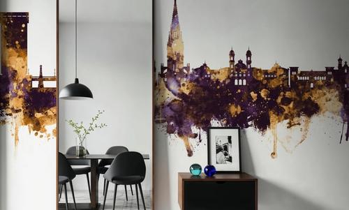 San Sebastian Spain Skyline Purple & Gold