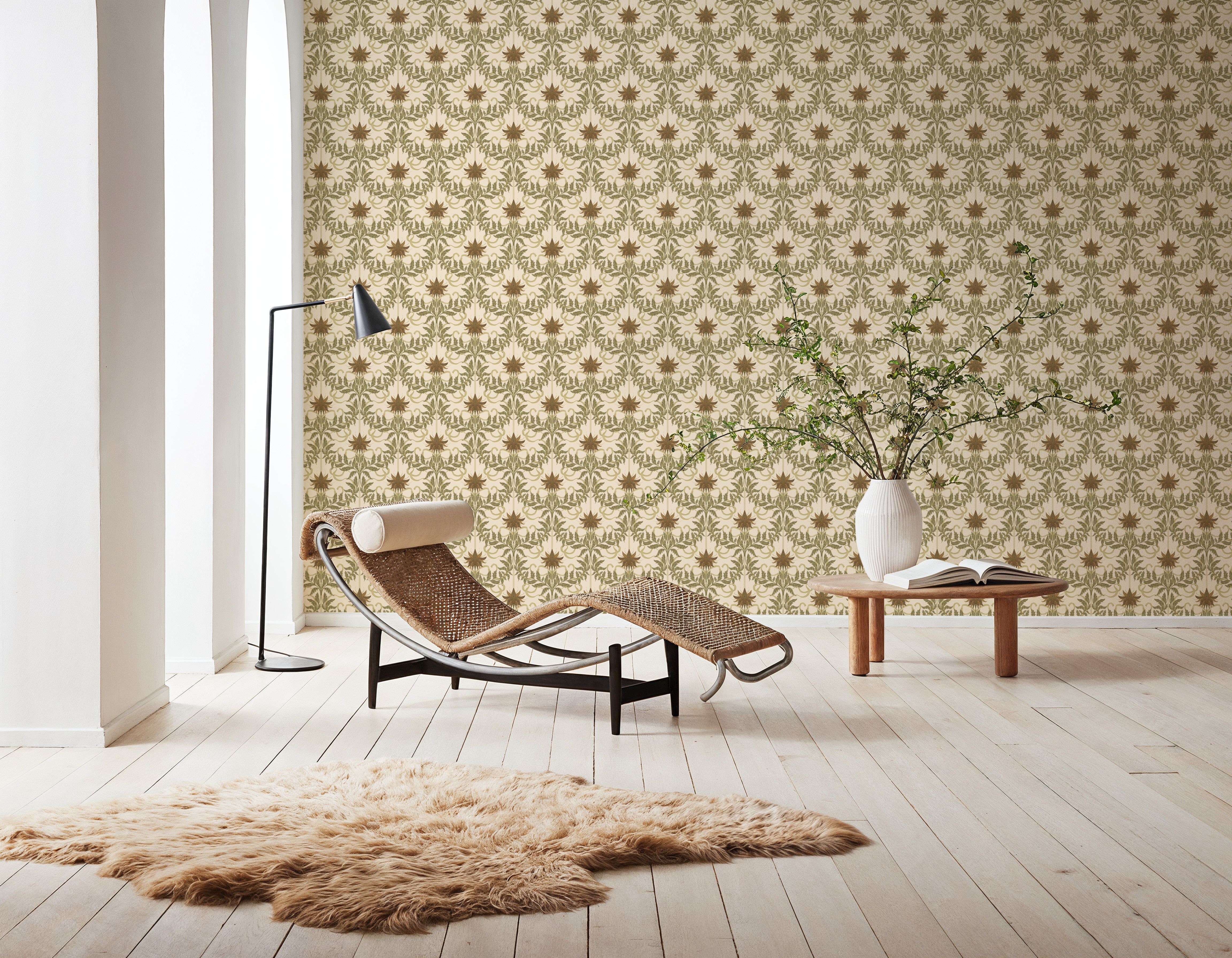 Floral Damask & Bows, Cream