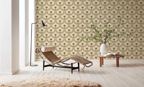Floral Damask & Bows, Cream