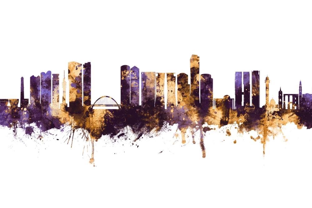 Tel Aviv Skyline Purple & Bronze
