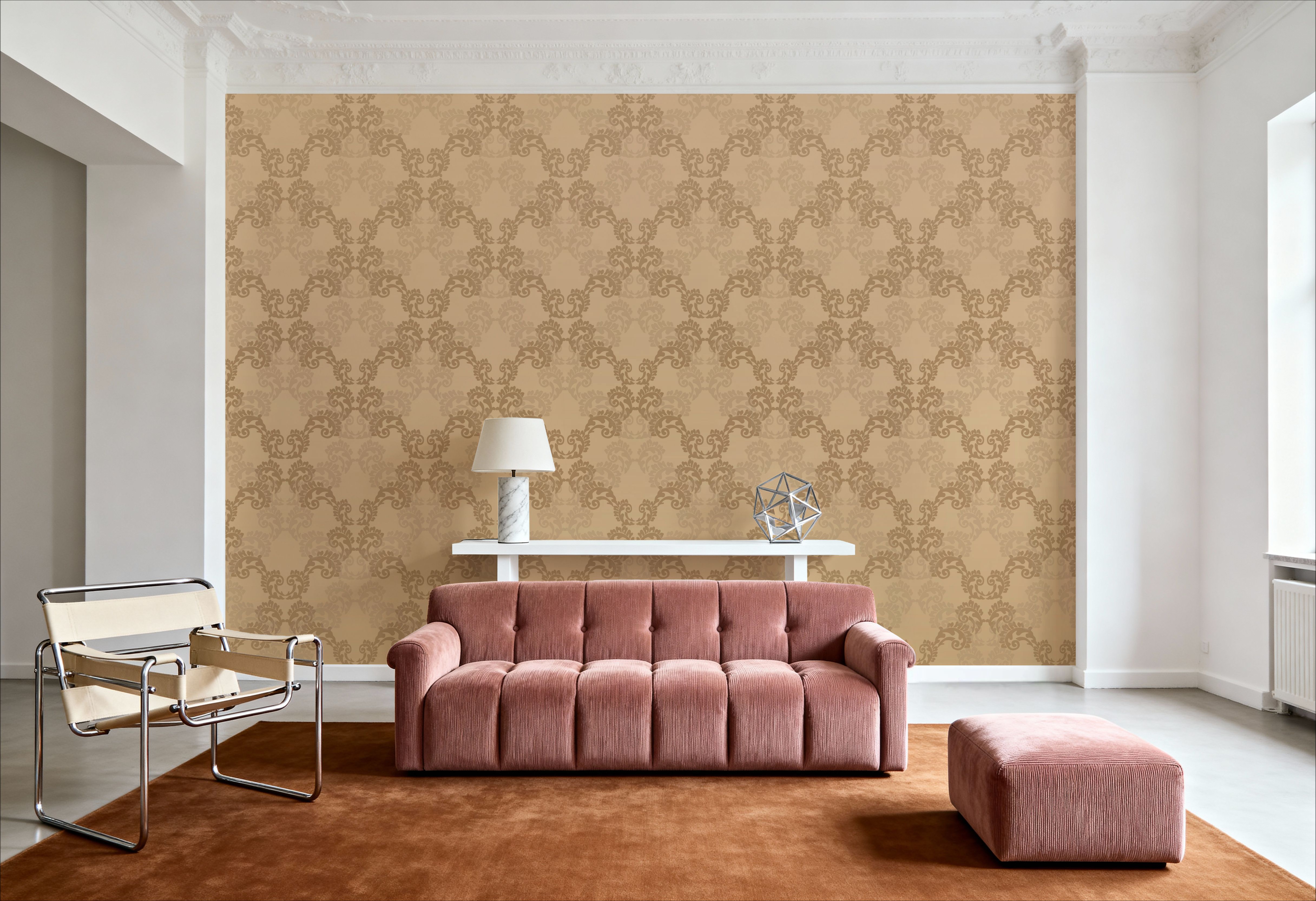 Overlay Damask Brown