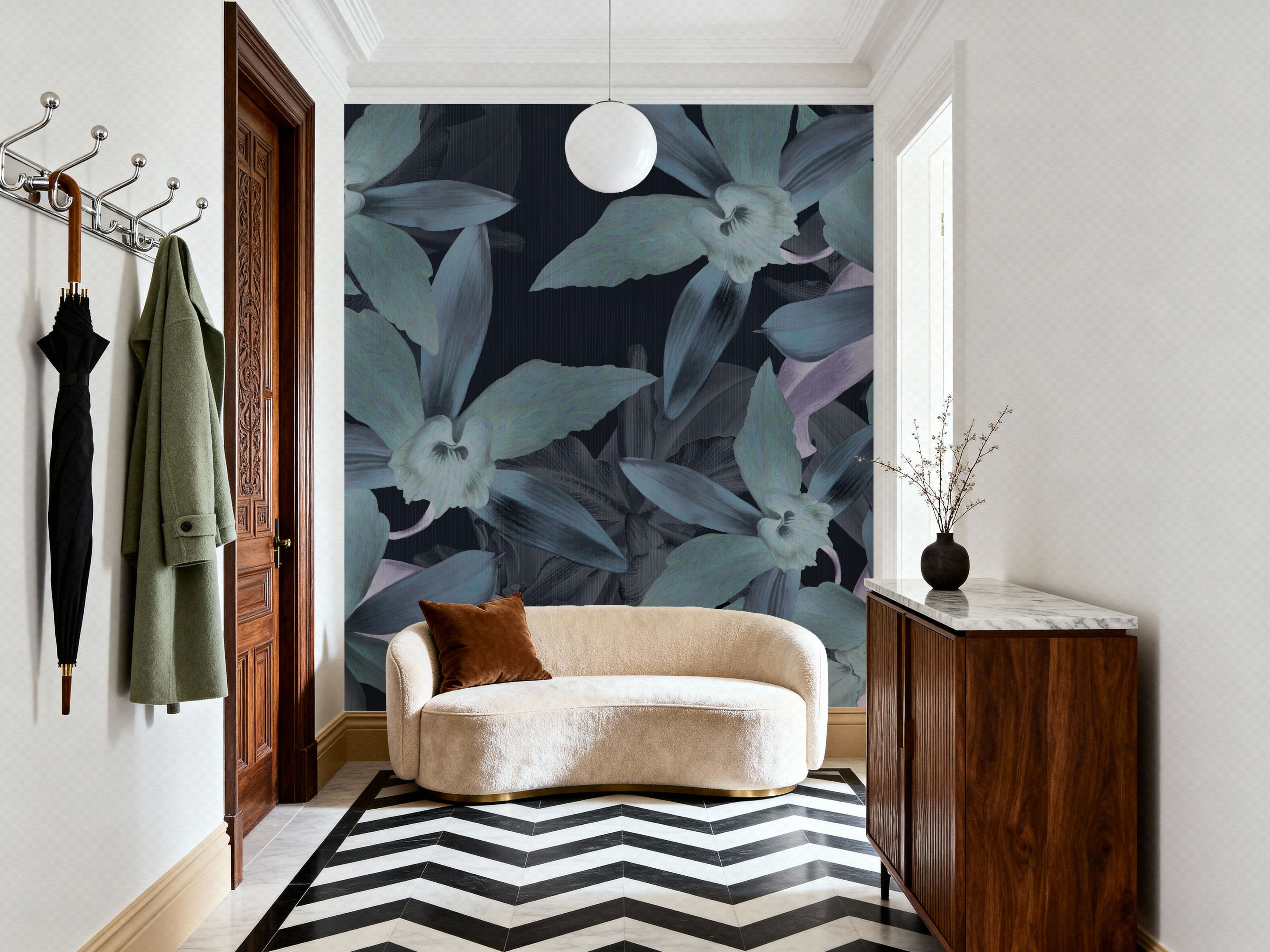 Big Orchids Dark Green