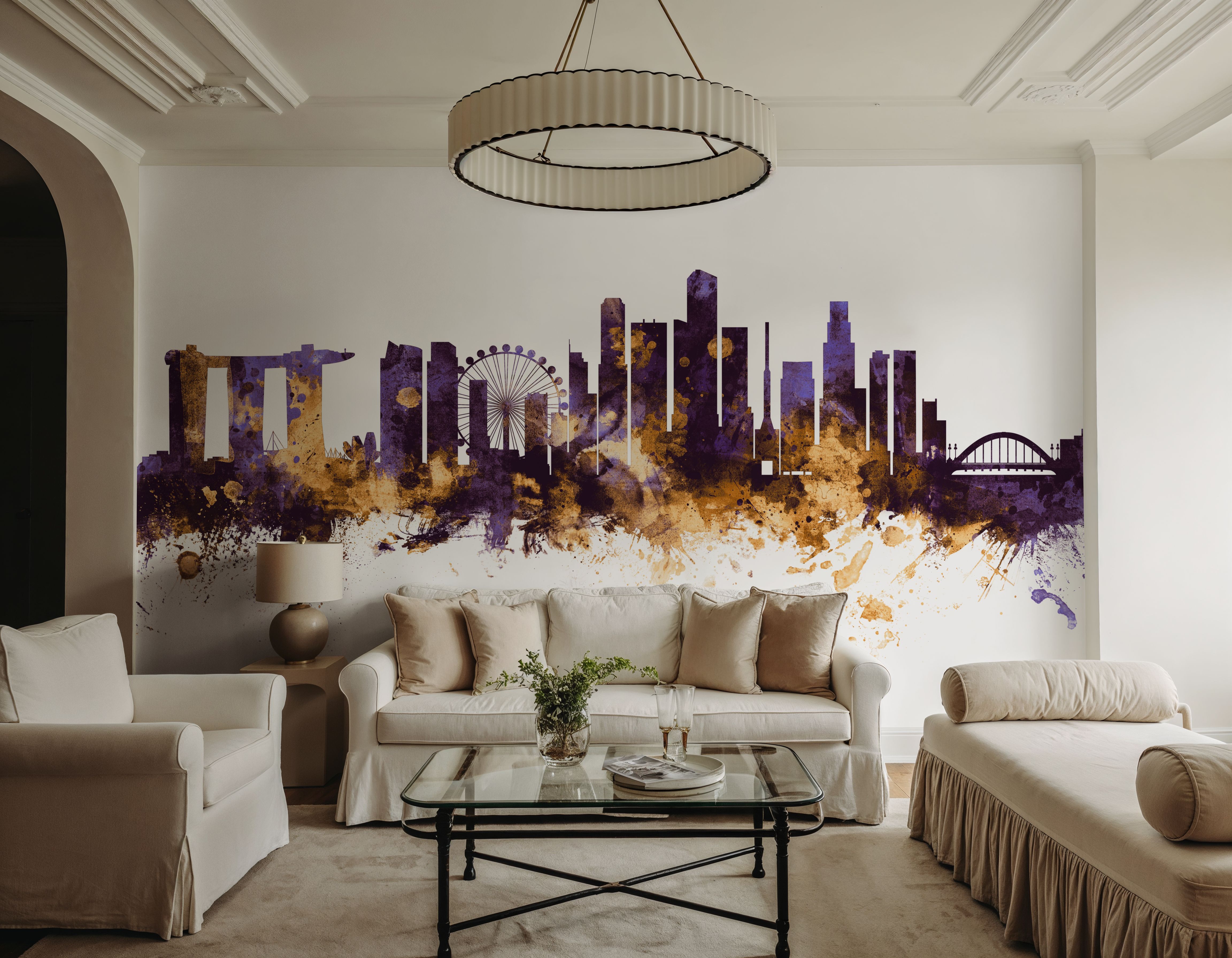 Singapore Skyline Purple & Gold
