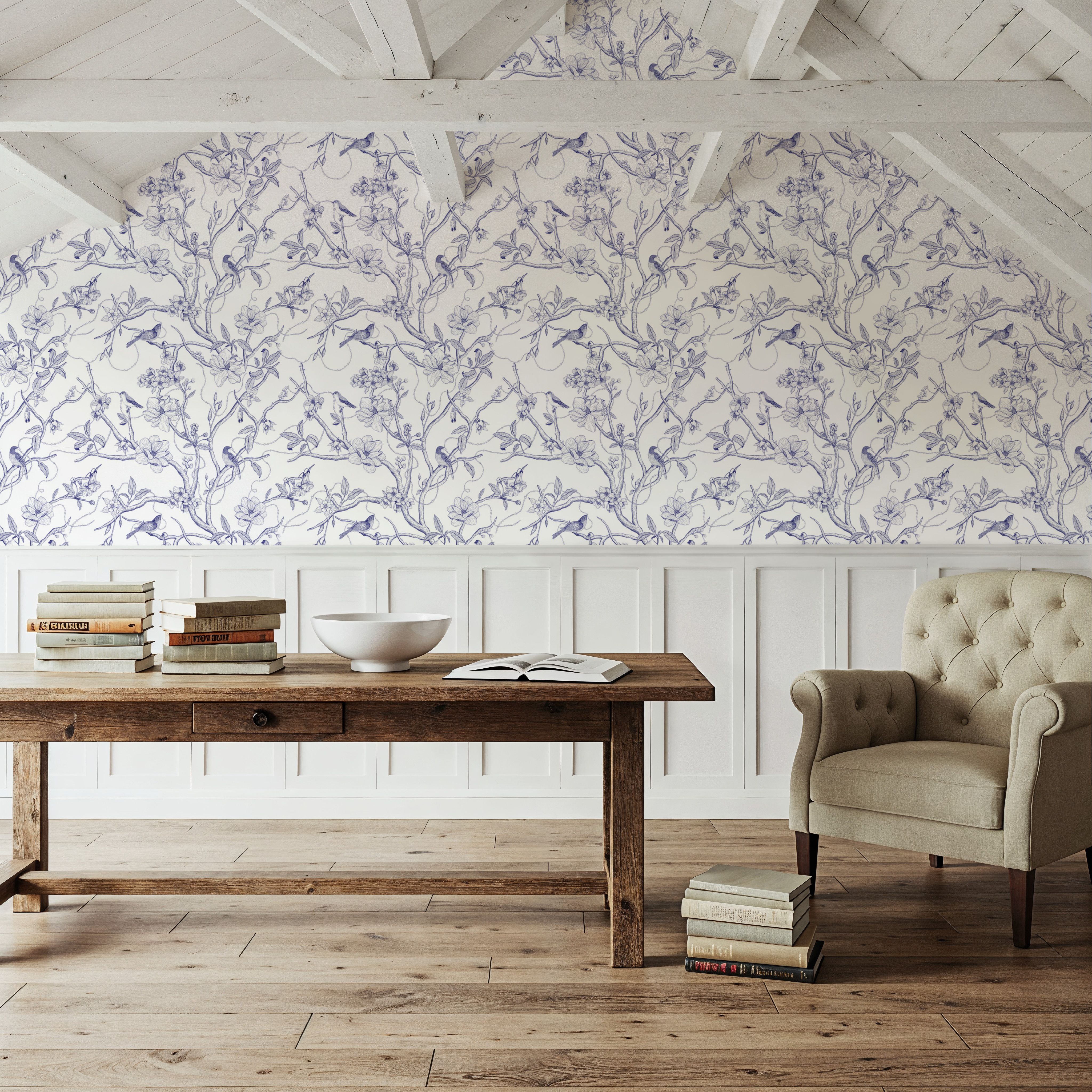 Trailing Tree of Life, Blue on White