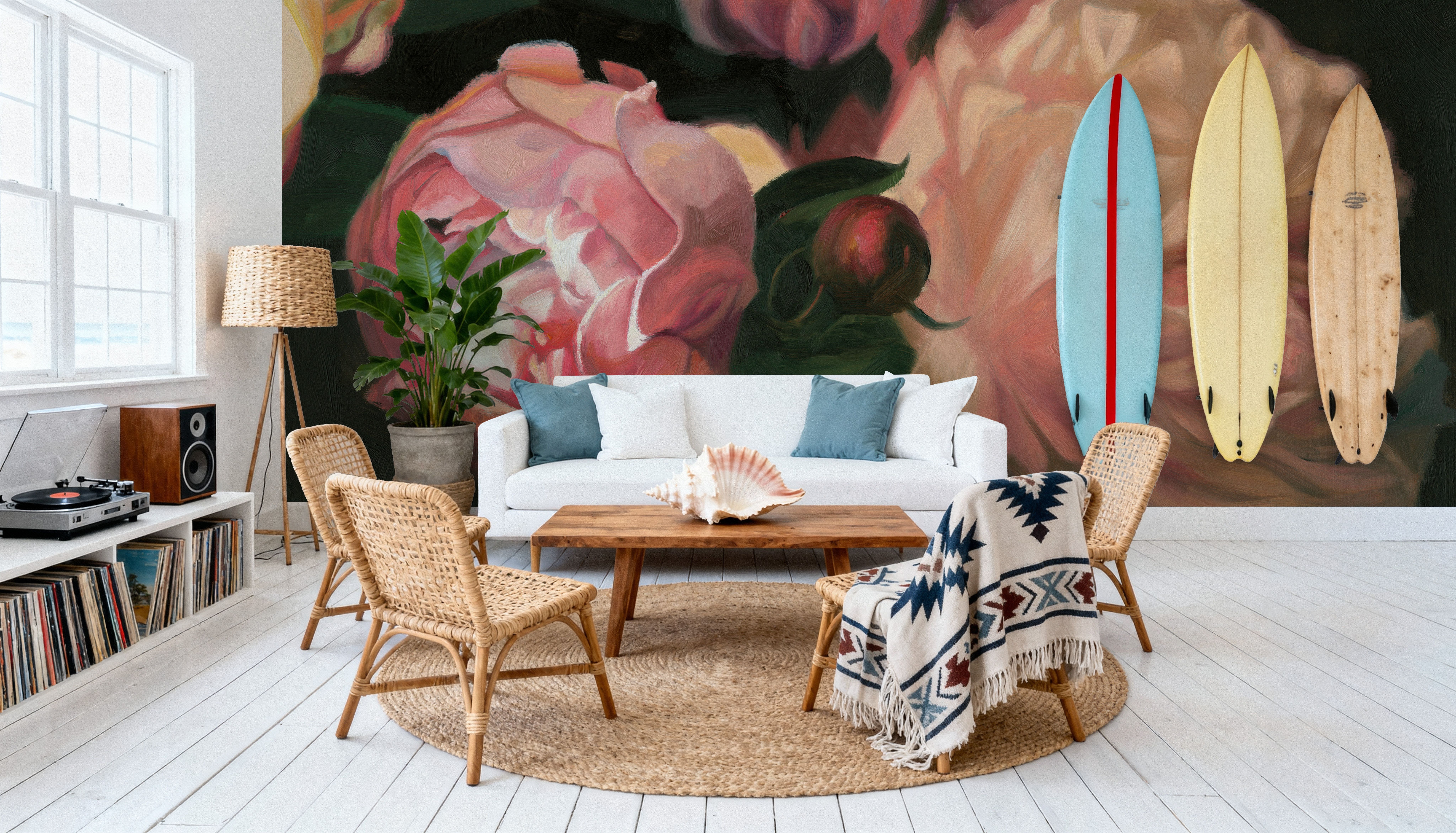 Peonies in Bloom, Papel de parede