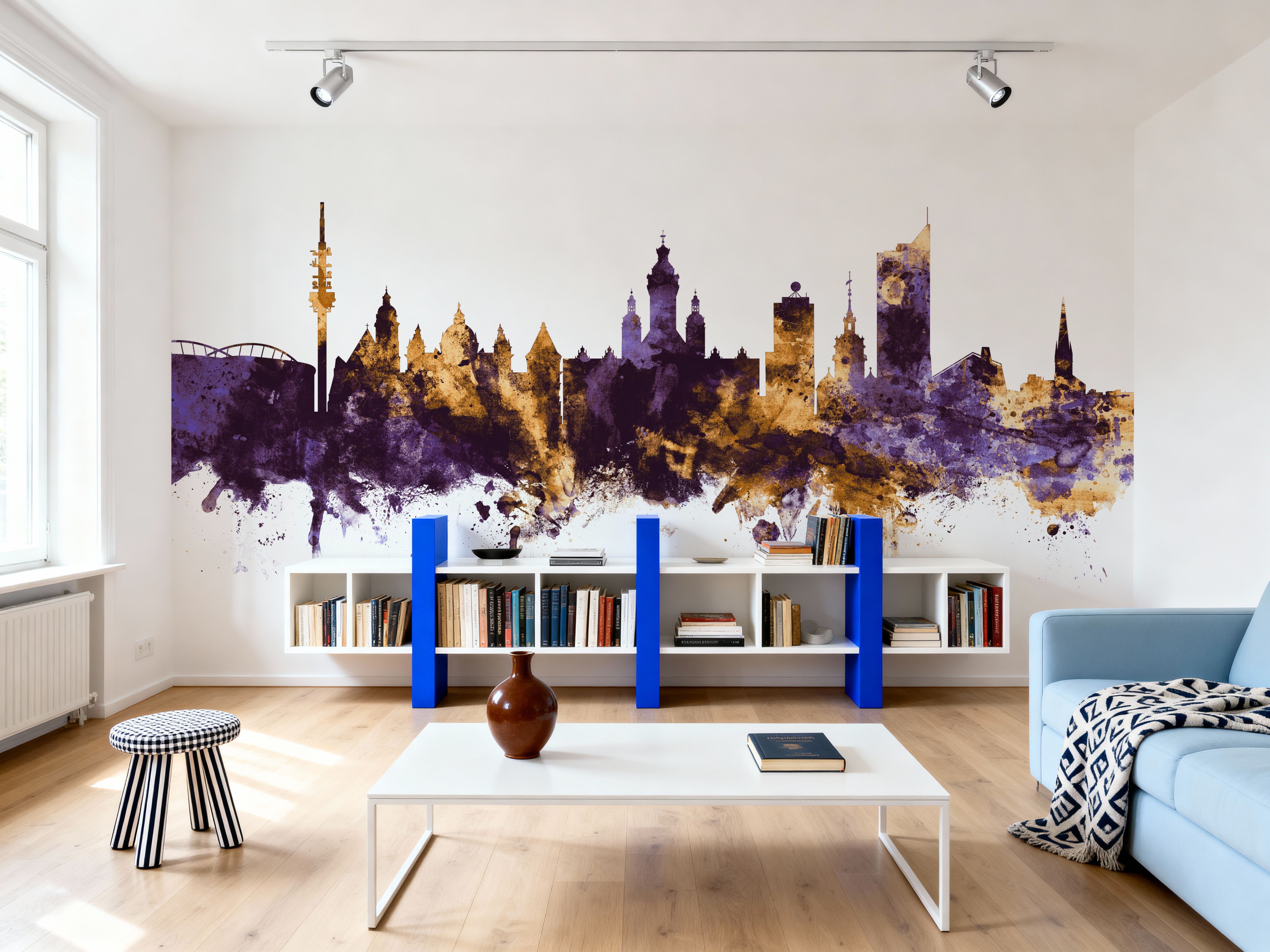Leipzig Germany Skyline Purple & Gold