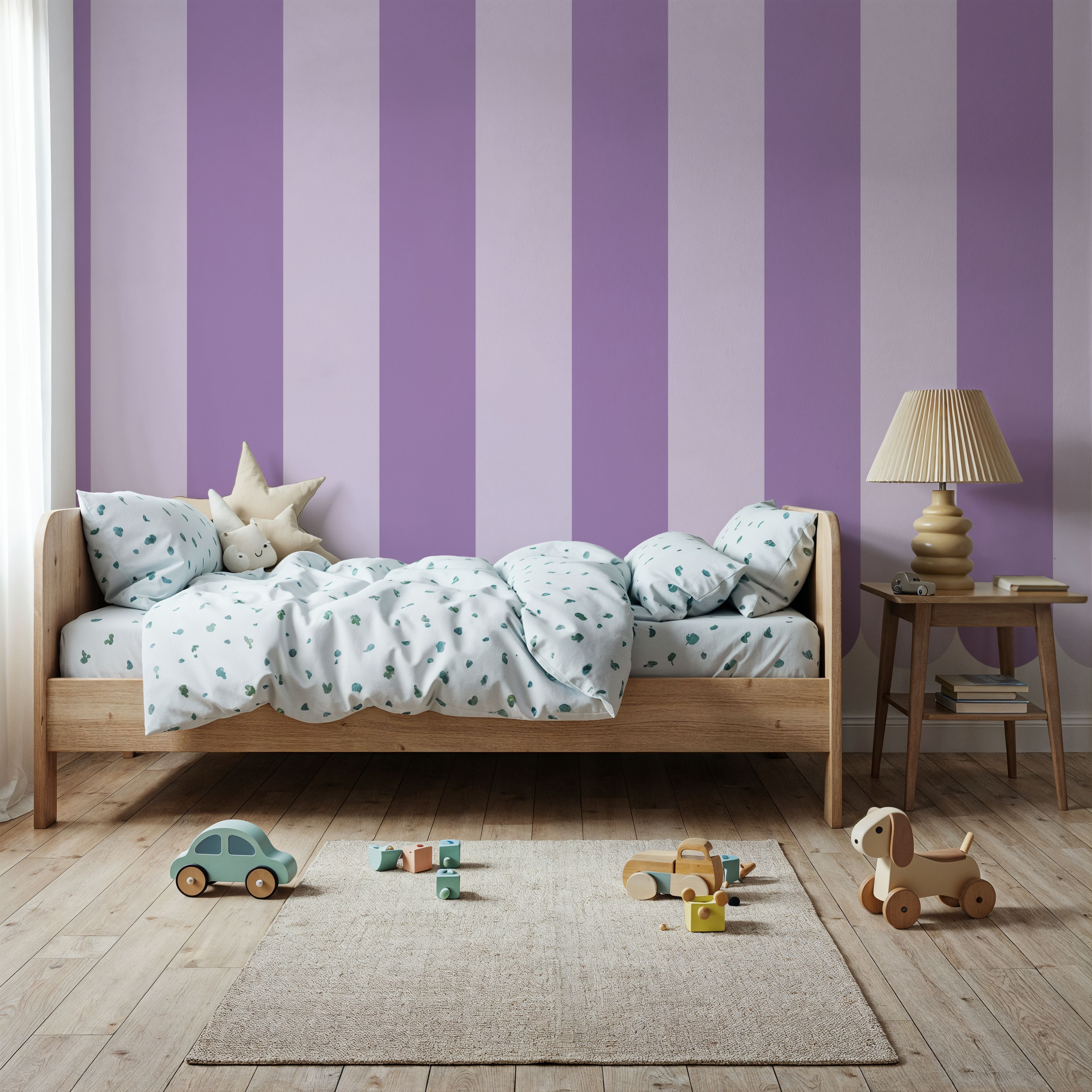 Scalloped Circus Stripes, Purple on Purple