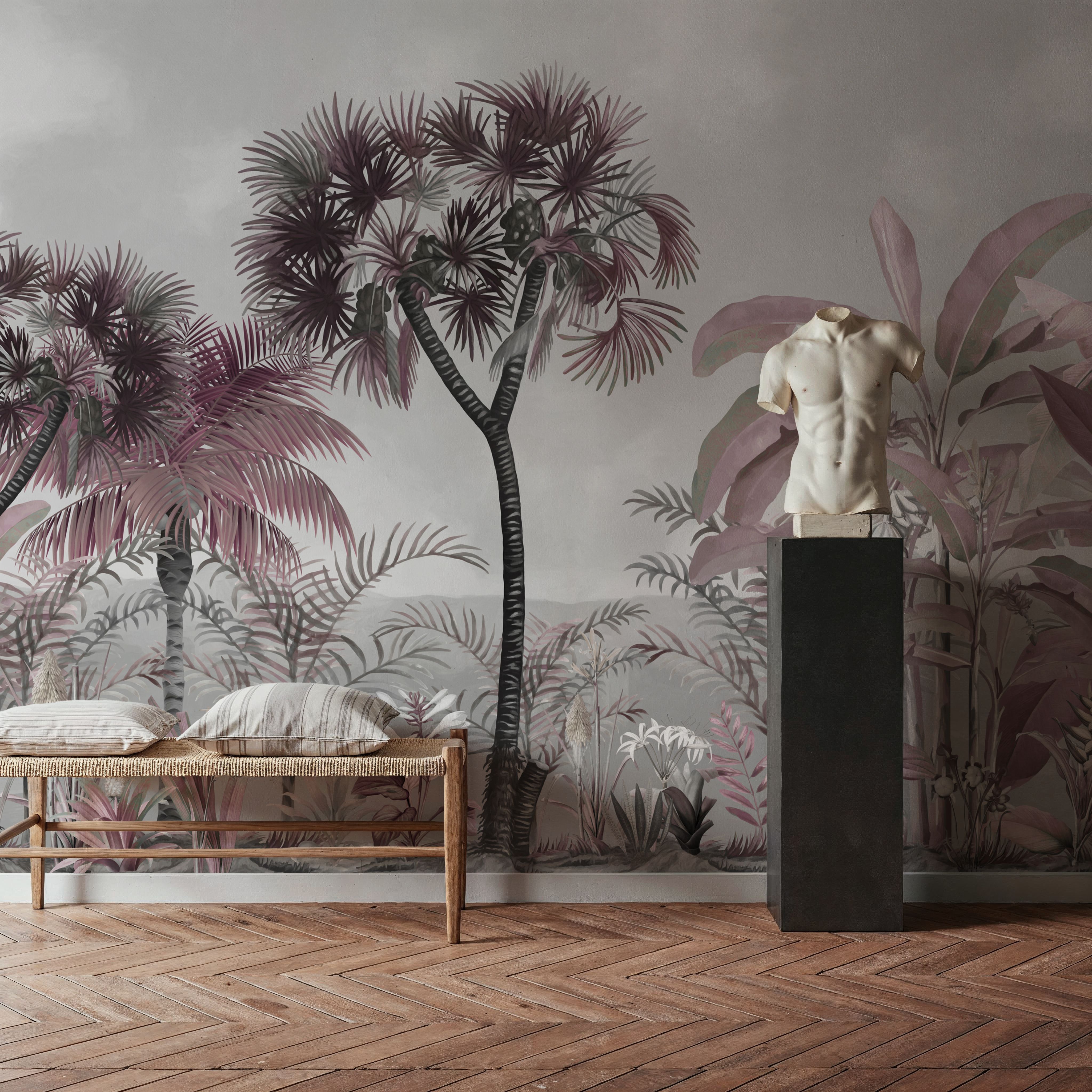 Tropical Forest Strolls Gray Blue
