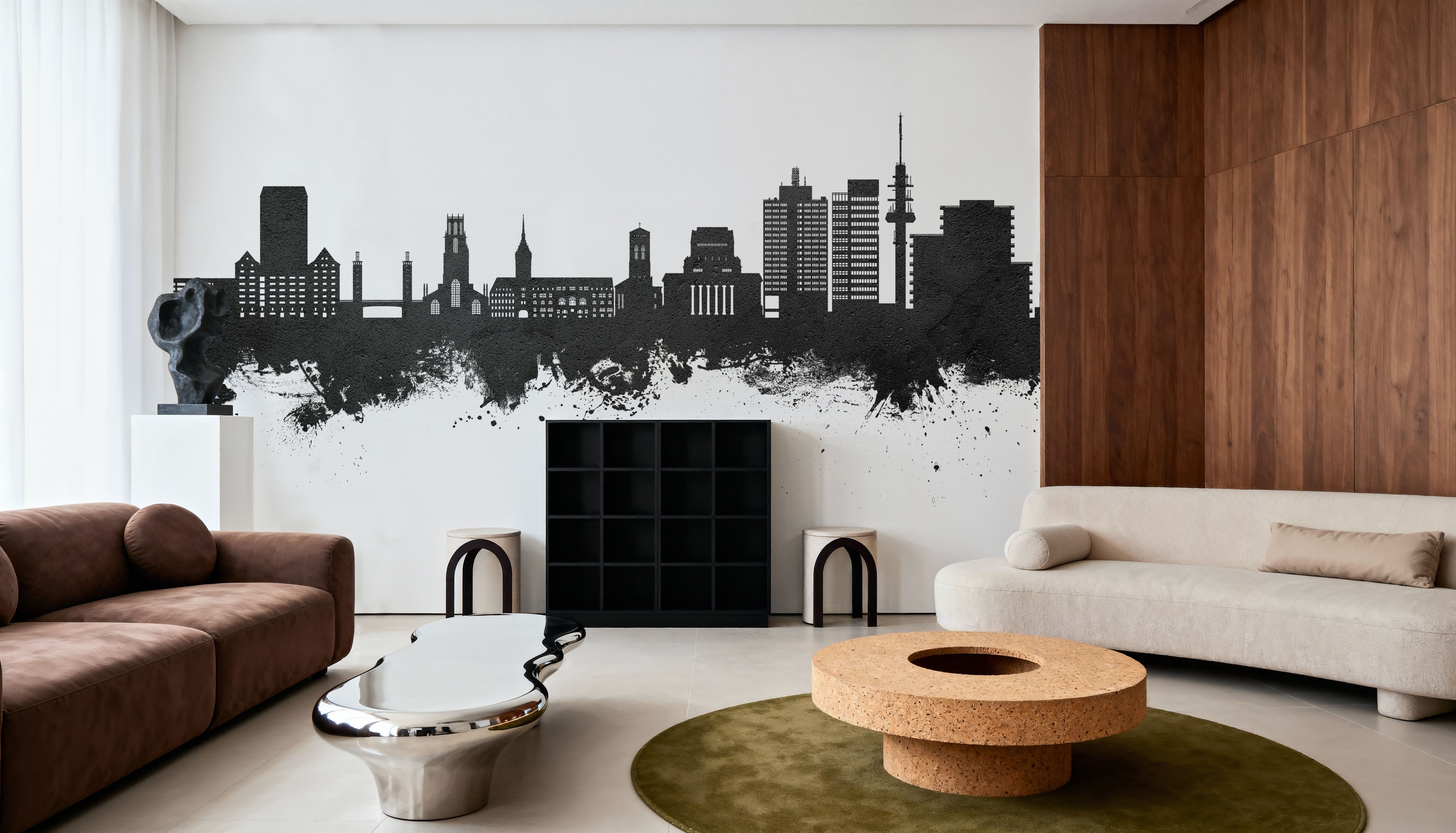 Duisburg Germany Skyline Black & White