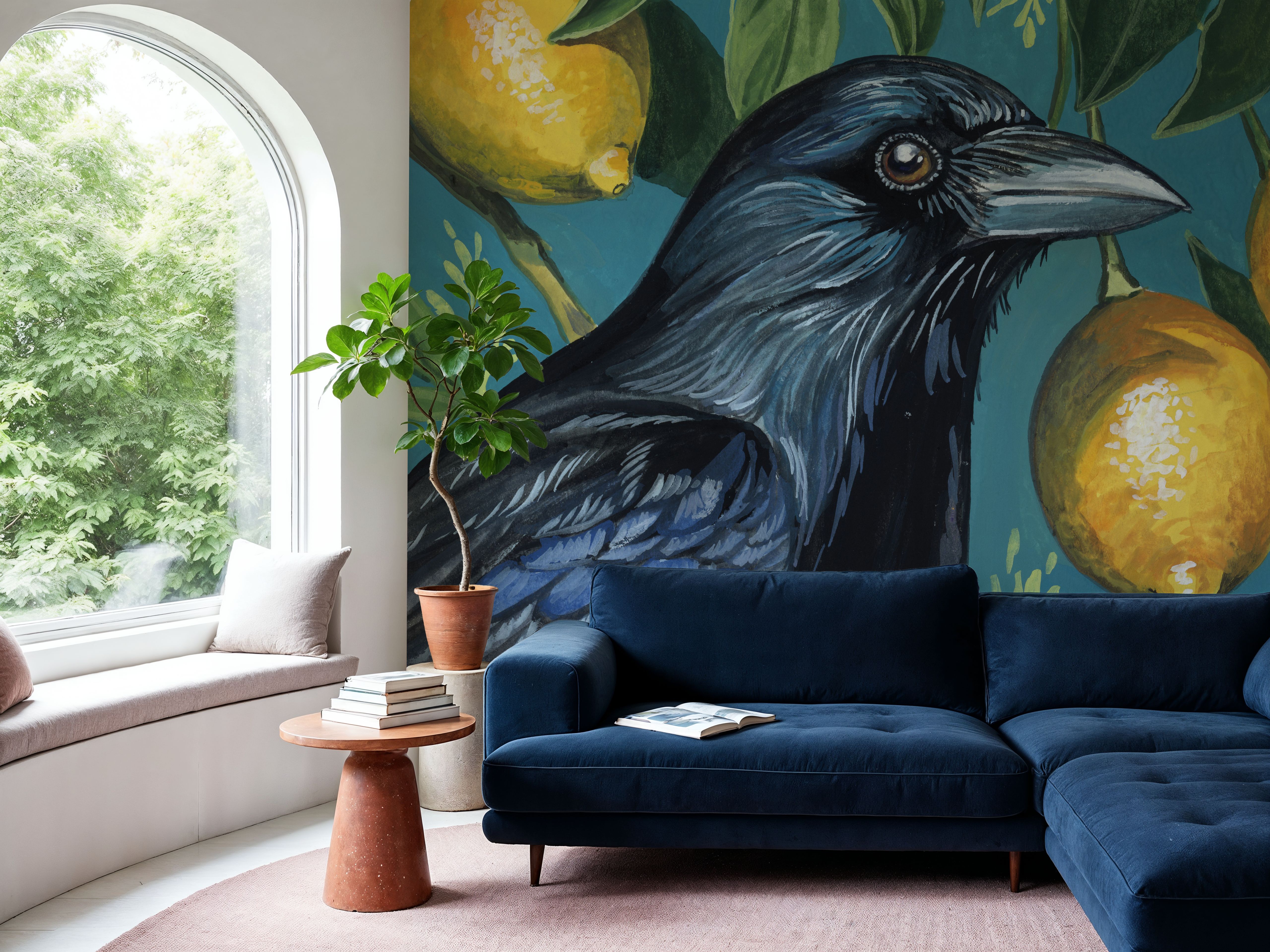 Crow With Lemon Backdrop