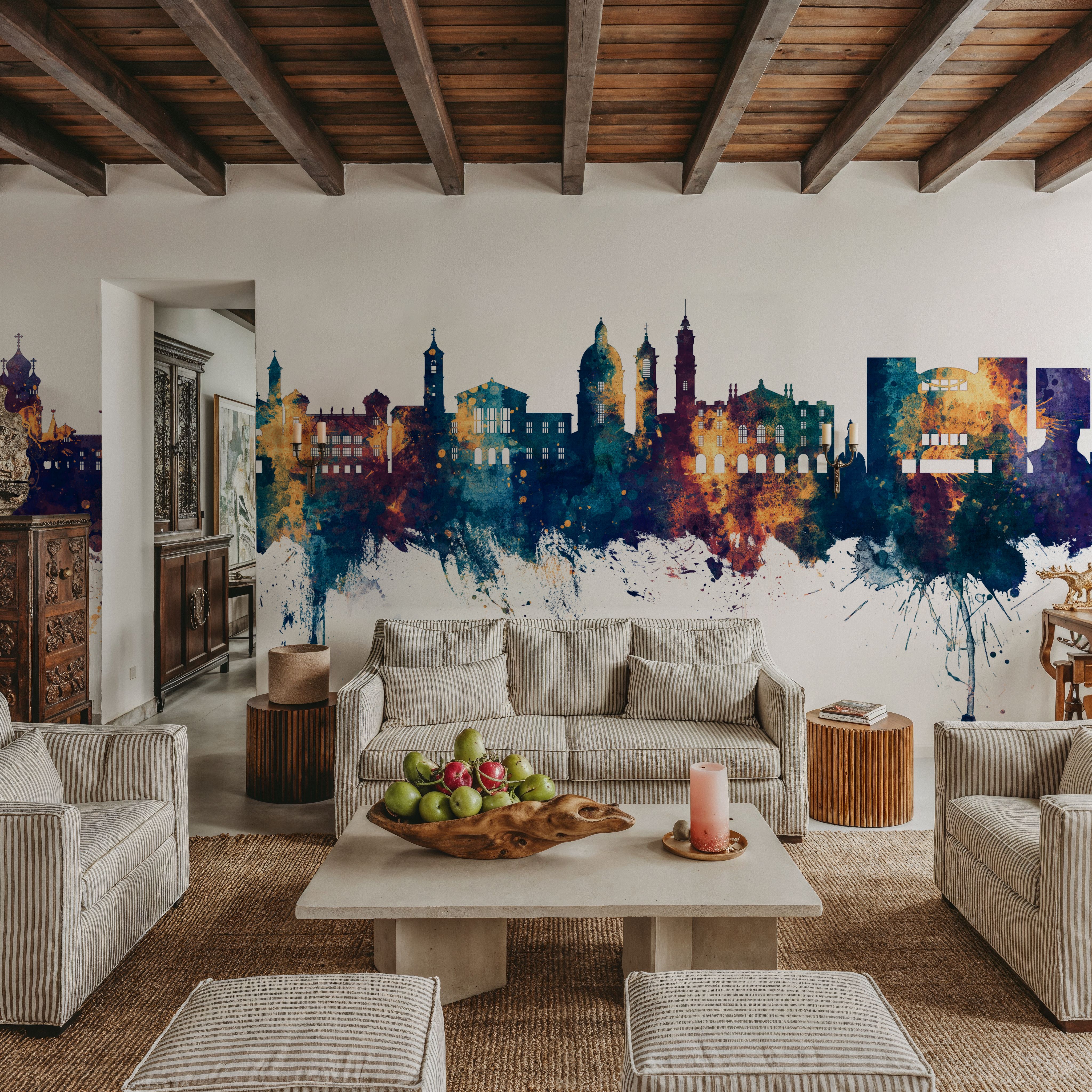 Nice France Skyline Blue & Bronze