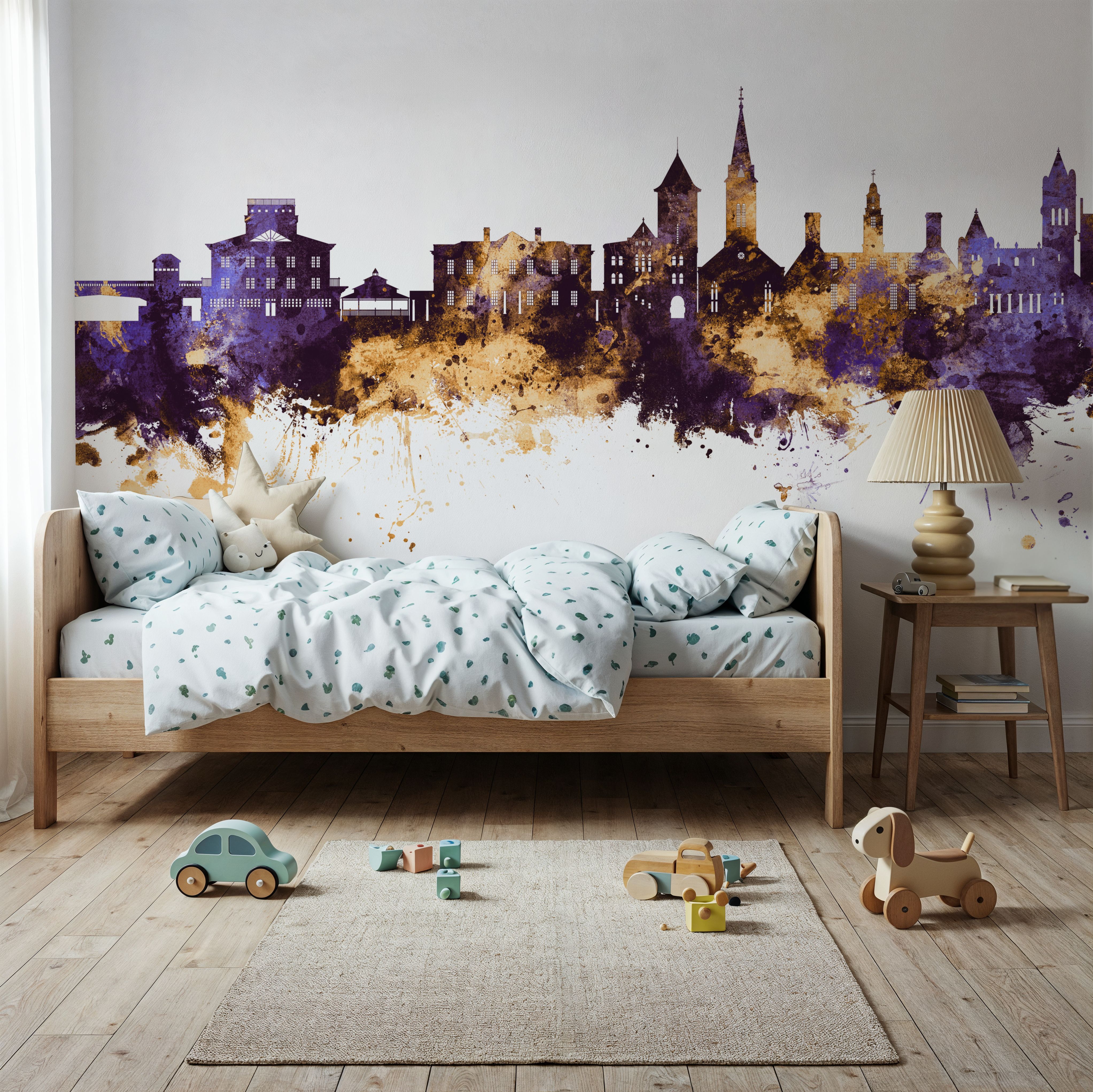 New Bern North Carolina Skyline Purple & Gold