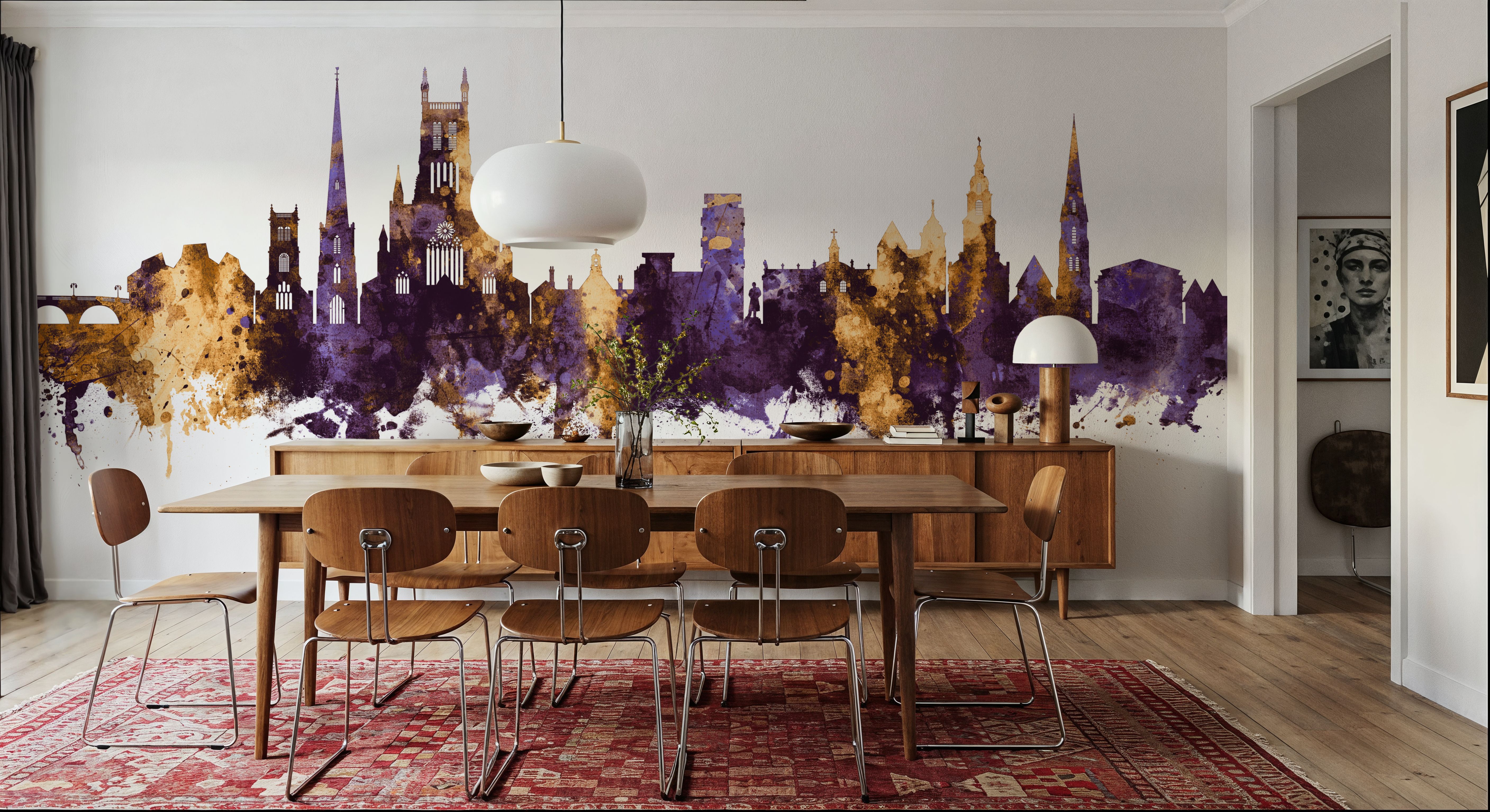 Worcester England Skyline Purple & Gold