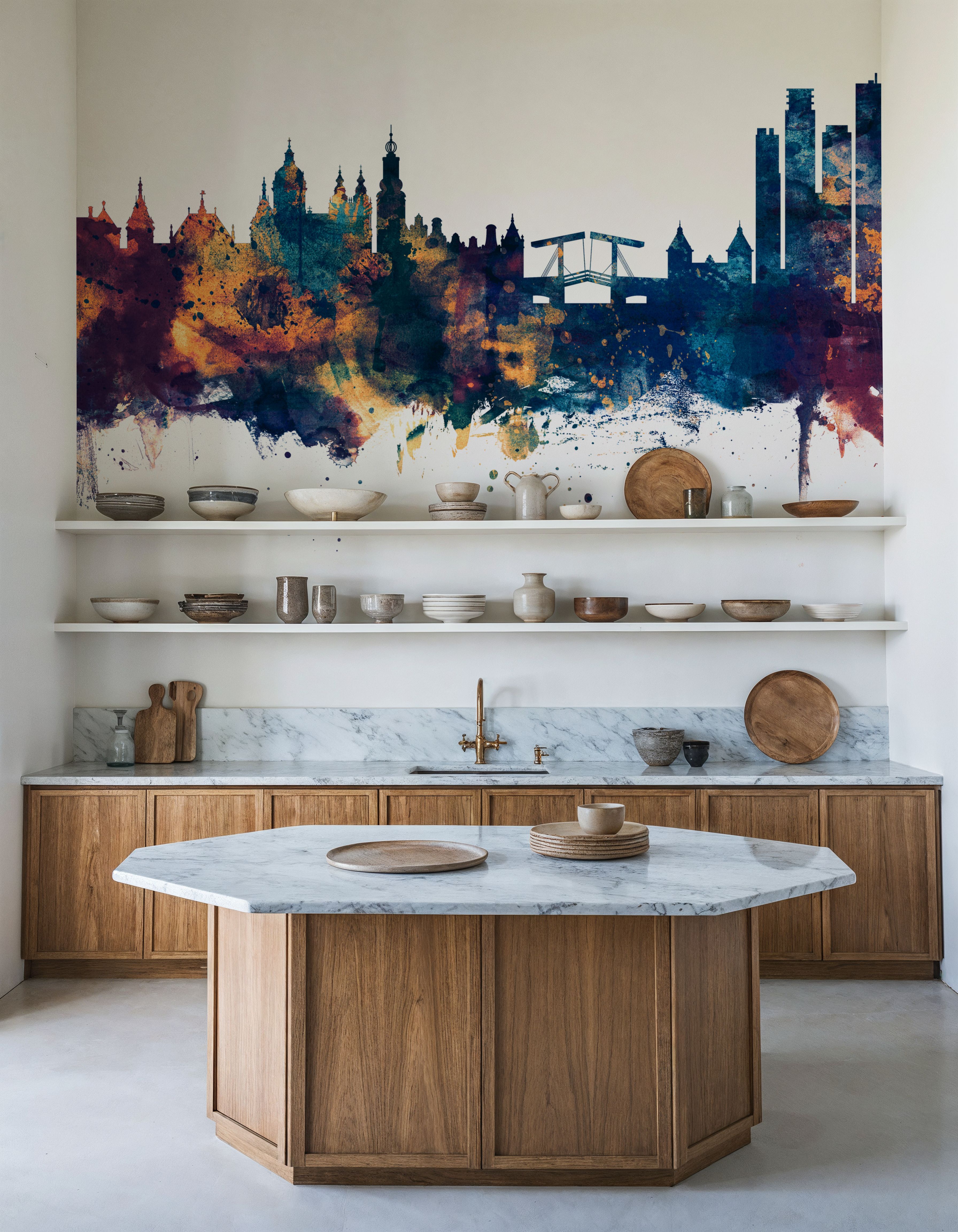 Amsterdam Skyline Blue & Bronze