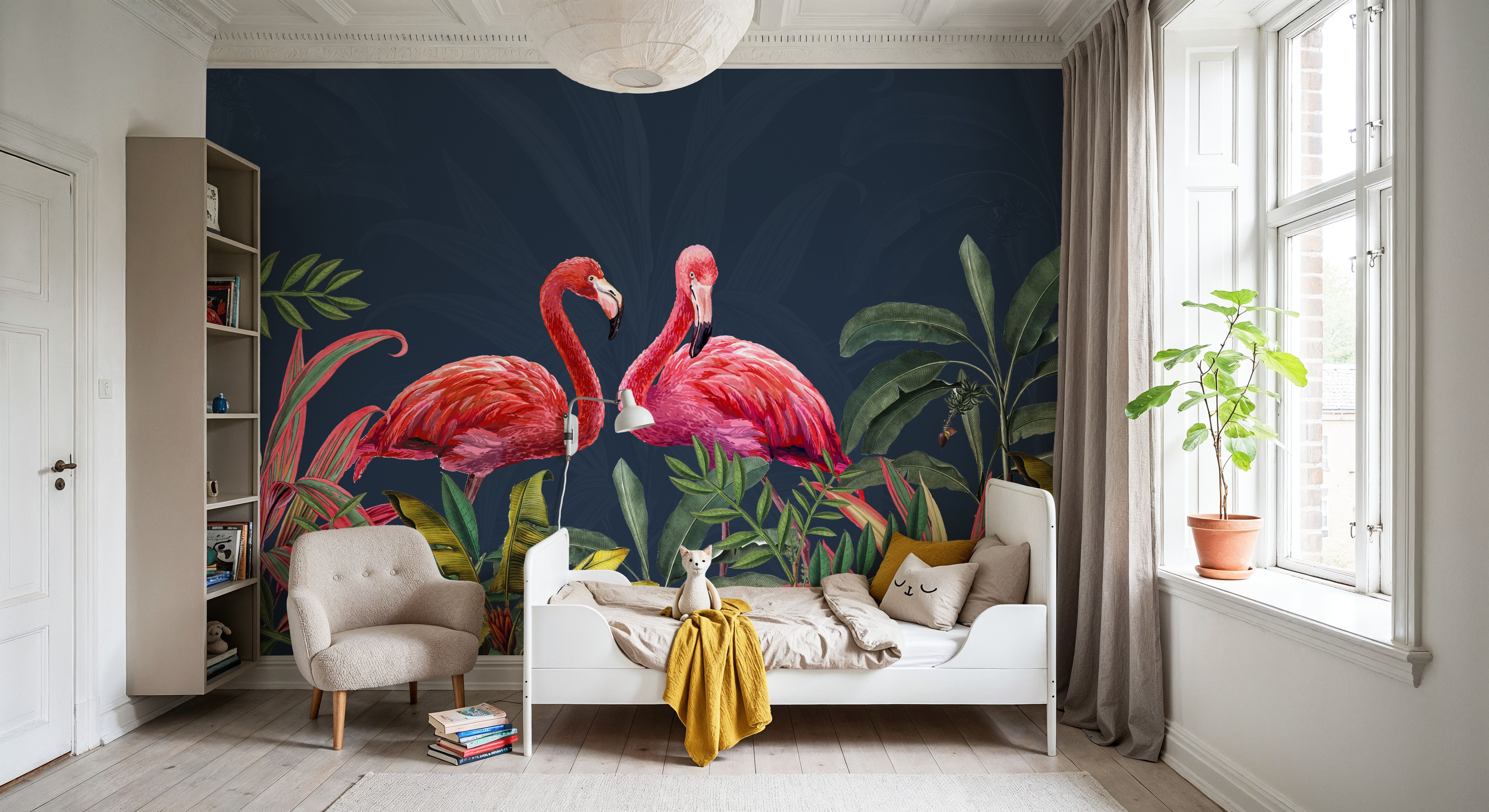 Shy Flamingos Blue