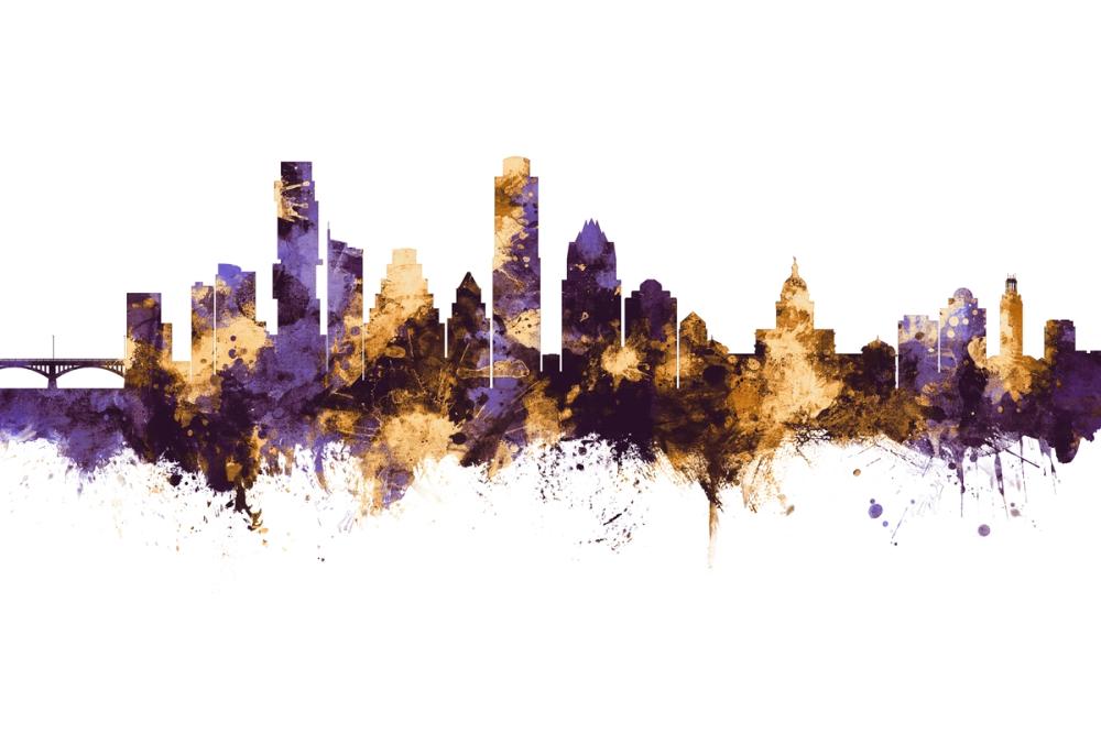 Austin Texas Skyline Purple & Gold