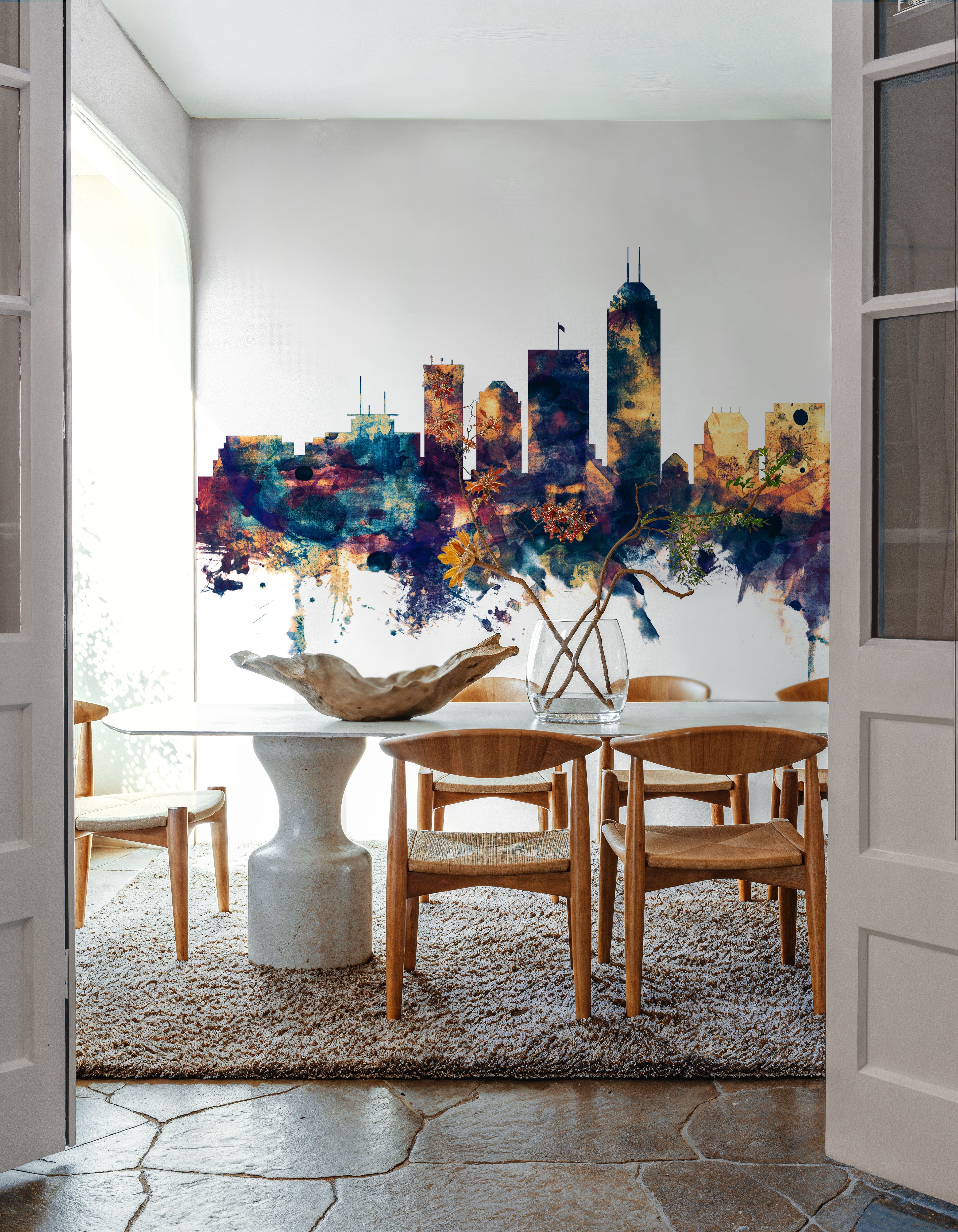 Indianapolis Indiana Skyline Blue & Bronze