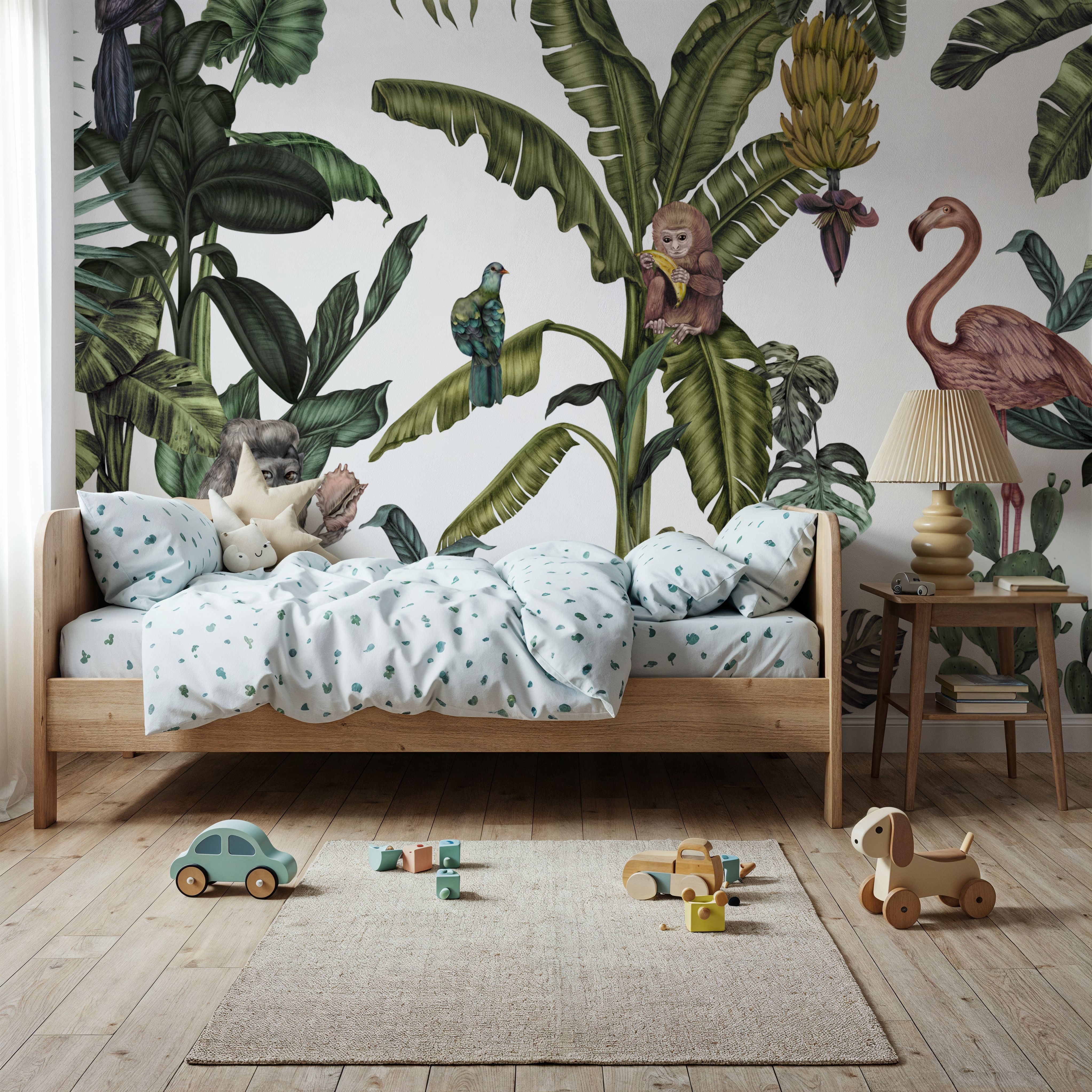 Monkeys With Birds, White